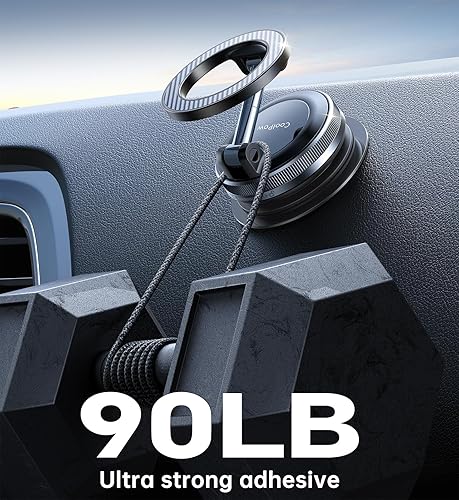 Miniatura 6 de Coolpow Magsafe - Soporte magnético para teléfono de coche al vacío, 360, plegable, ajustable, con ventosa, para camión, compatible con iPhone 16