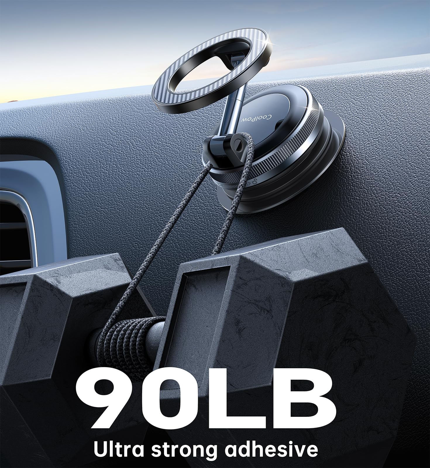 Coolpow Newest Vacuum Magnetic Phone Holder for Car Phone Holder Mount Movable Vacuum Suction carmount 2 0 Magsafe — view 6