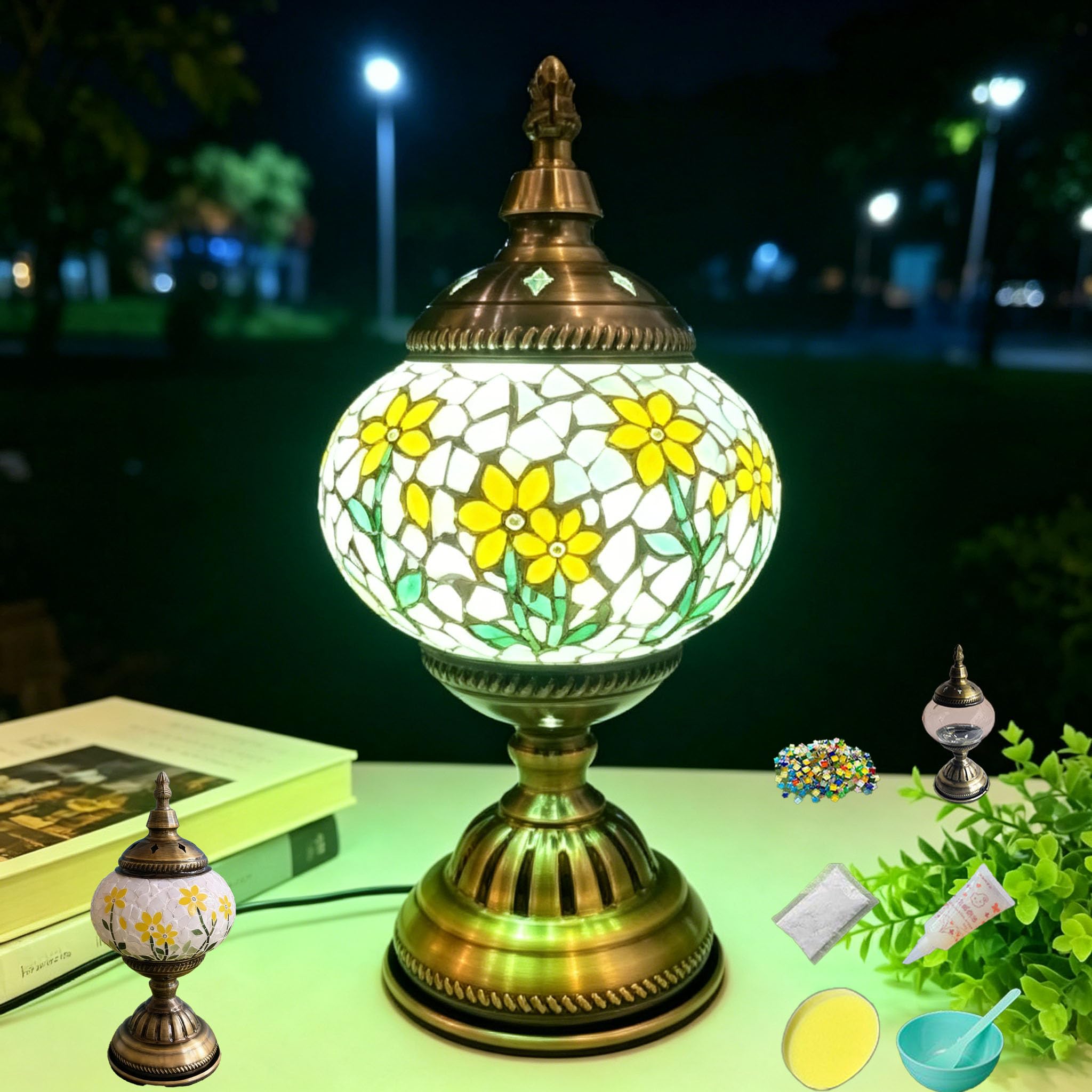 Zestaw DIY mozaika lampka nocna przewodowa turecka lampa stołowa zasilana przez USB lampki nocne do dekoracji domu kuchni łazienki biura na urodziny stół jadalny