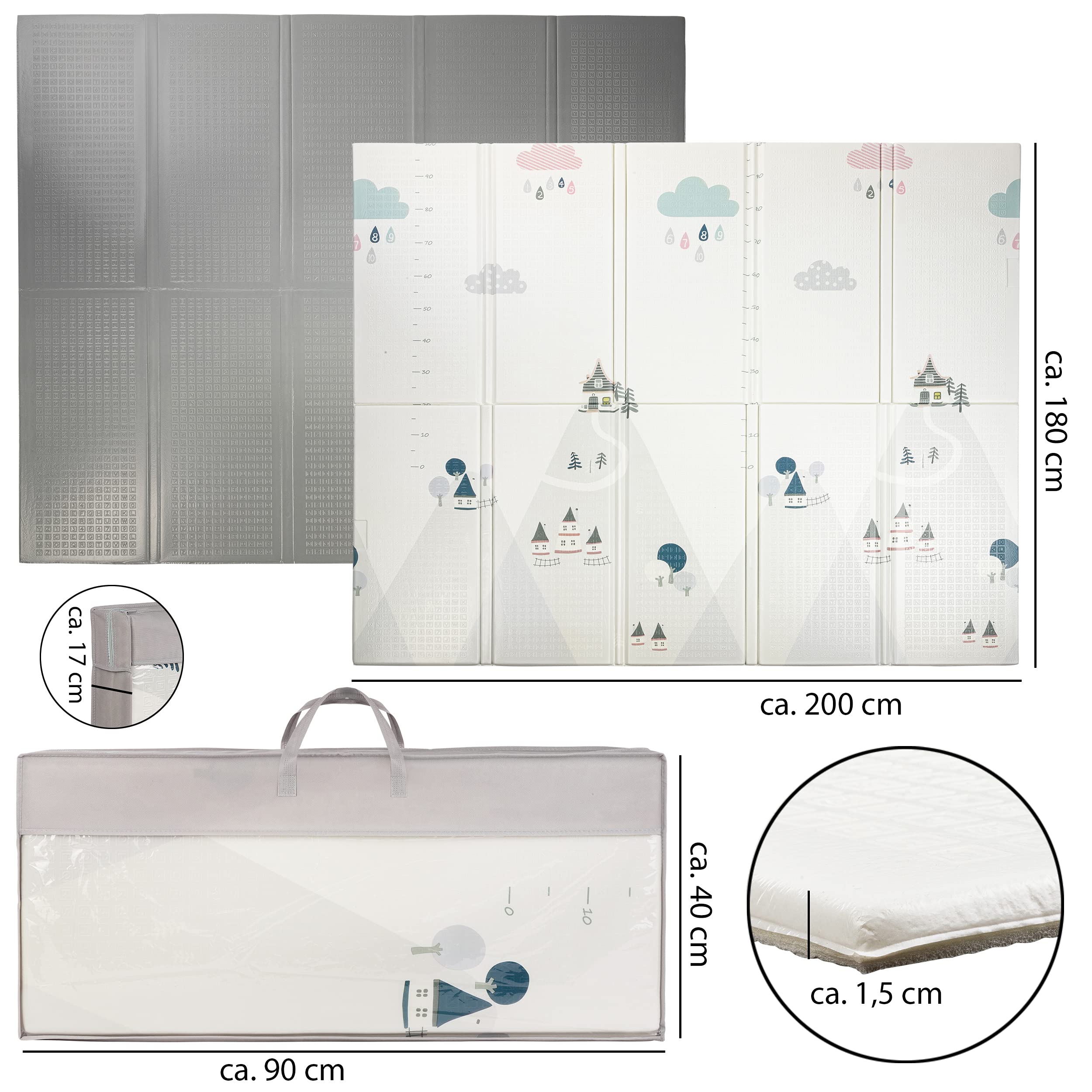 ONVAYA® Laufgitter mit Faltbarer Spielmatte und Insektenschutznetz | Laufstall für Babys 120 x 160 cm | Schutzgitter für Kinder | Rechteckiges Krabbelgitter | Absperrgitter | Babyzaun