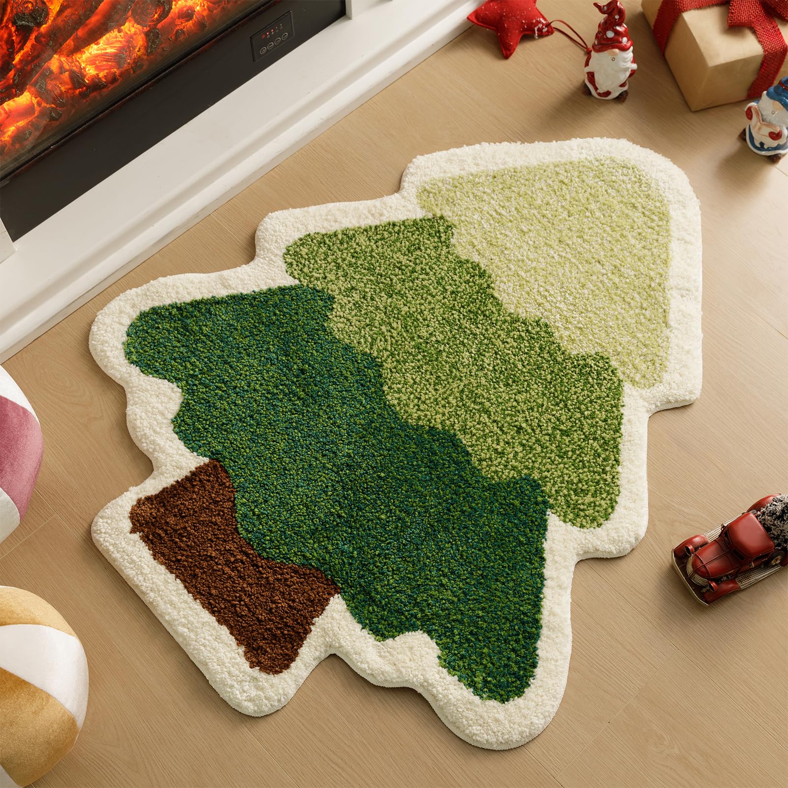 Ashler Christmas Tree Bathroom Rugs, Tree Decor Area Rugs, Water Absorbent Lovely Bath Mat, Classic Carpet, Machine Washable, Mats for Bathroom, Front Door, Living Room, 30x35IN