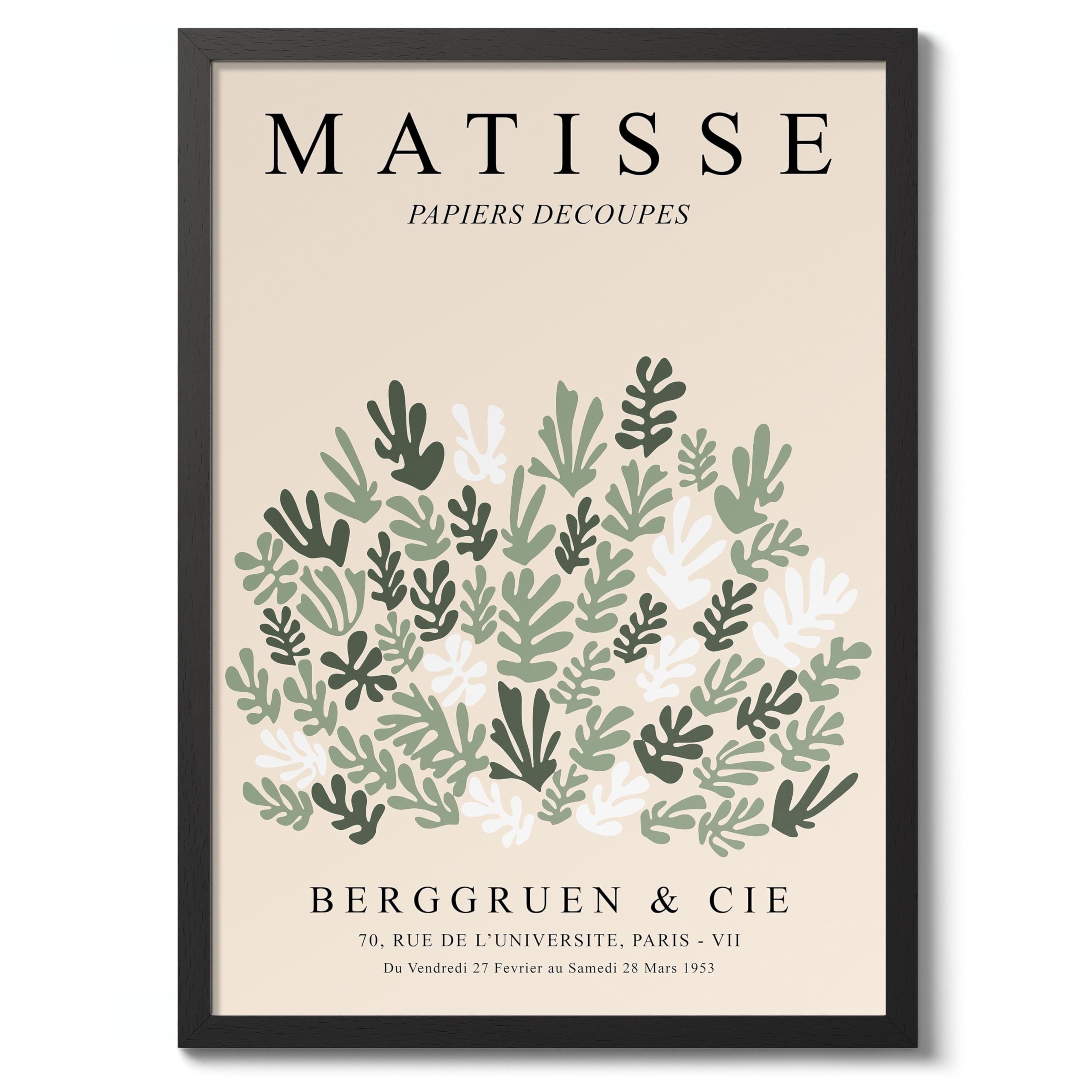 Green Leaves Henri Matisse Poster, Modern Art Exhibition Print, Abstract Boho Wall Art, Home Decor Design And Decoration, A2 (Black Frame) - 59.4x42cm — image 1