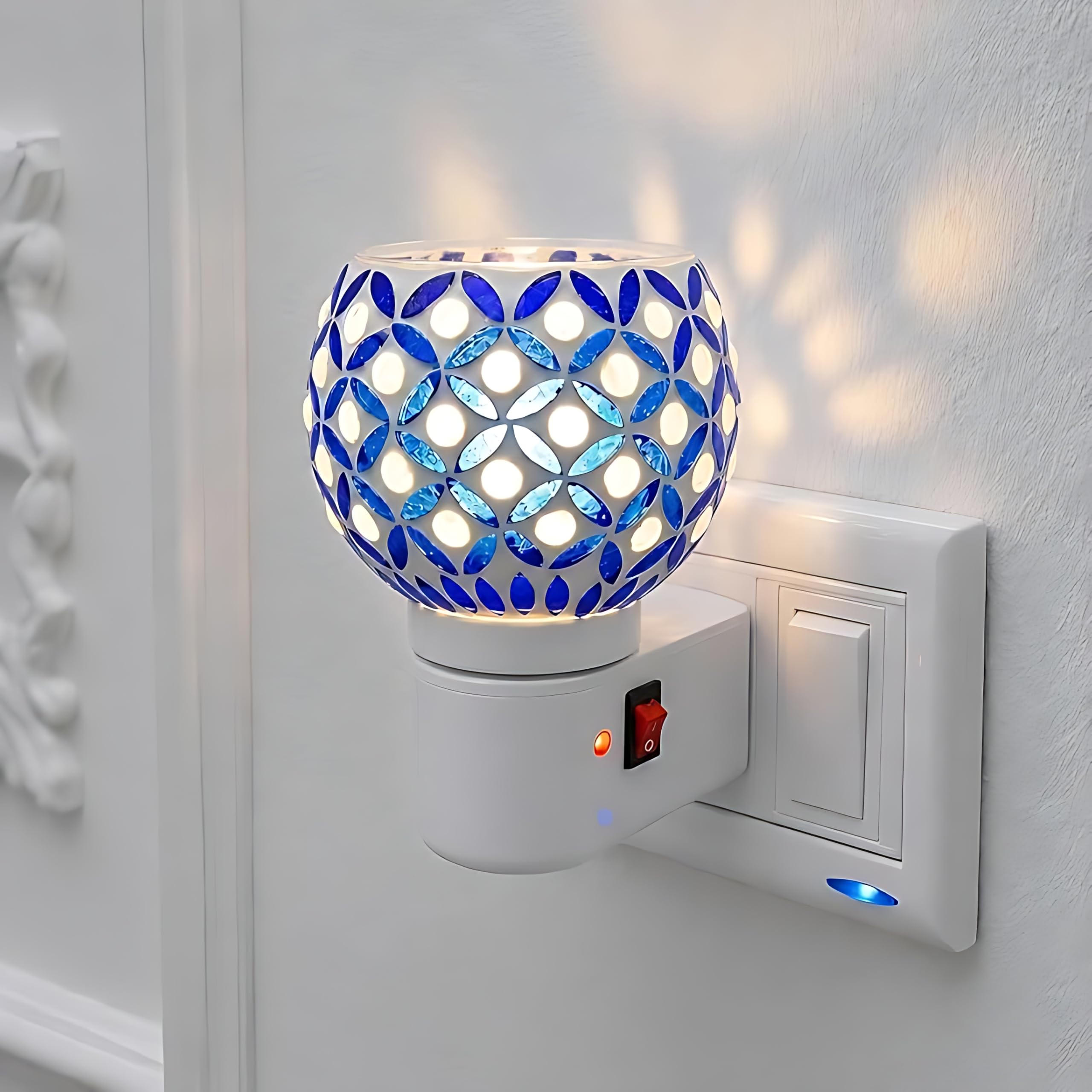 Electric Kapoor Dani with Auto Cut Off | Ceramic Electic Camphor Burner | Multipurpose Incense Aroma Dhoop Dani | Camphor Burner Diffuser | Electrical Night Lamp for Home, Office (Blue)-image-5