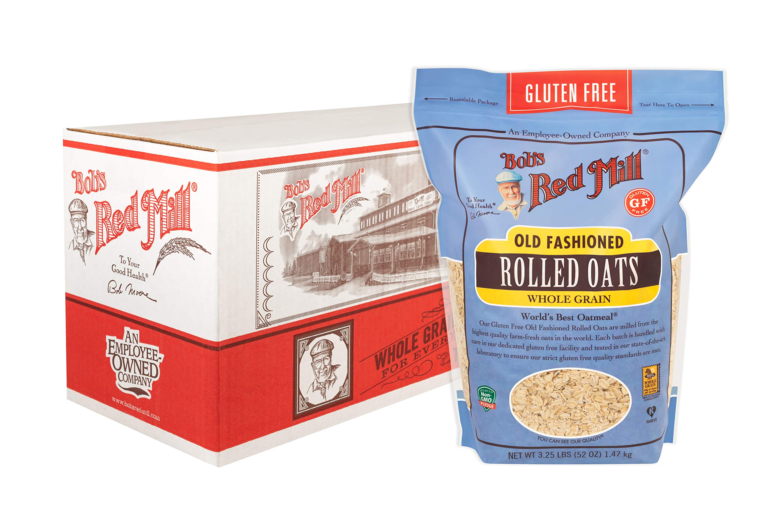 Bob's Red Mill Gluten Free Old Fashioned Rolled Oats, 52oz (Pack of 4) - Non GMO, Whole Grain, Vegan, Kosher