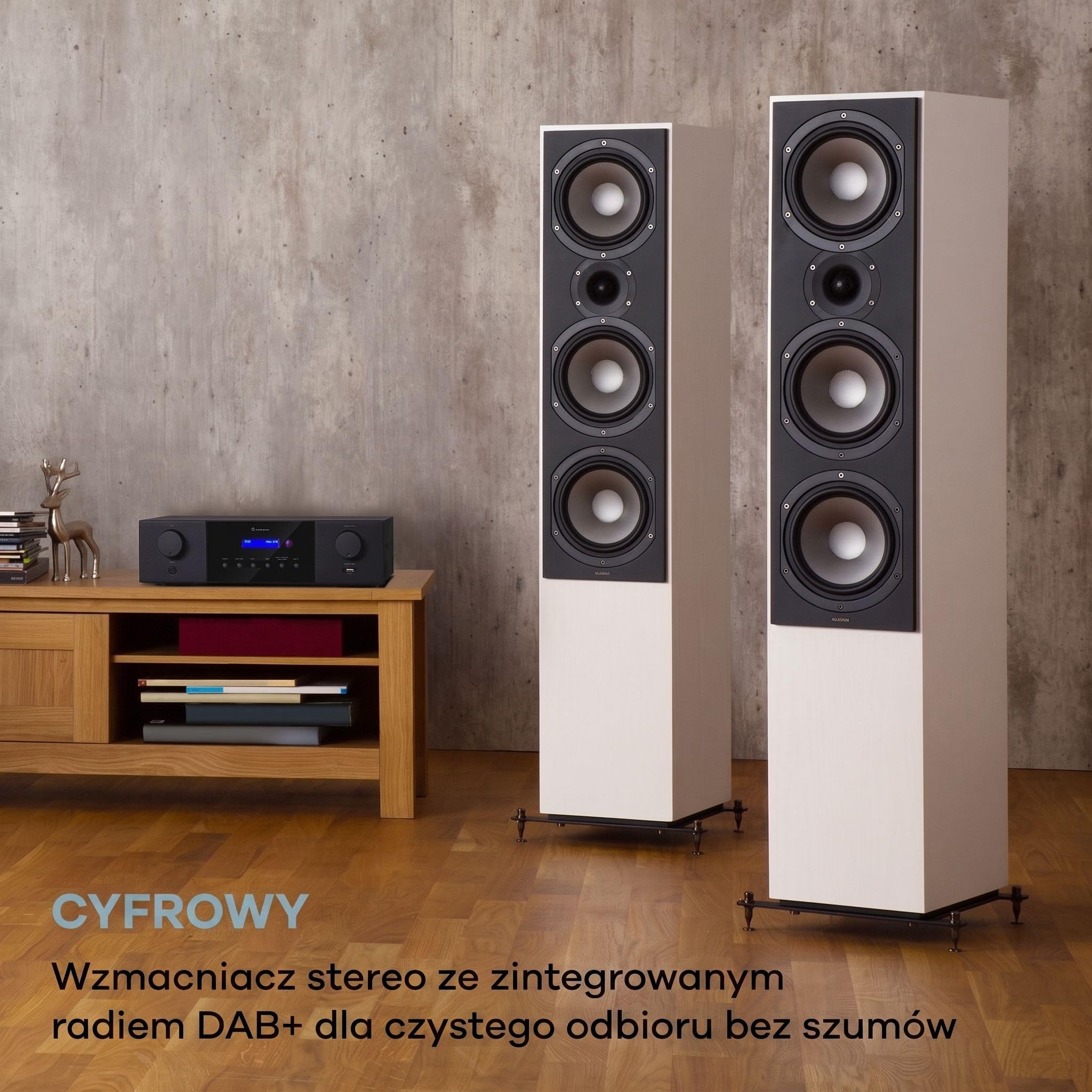 AUNA AMP-4000 Wzmacniacz stereo HiFi z radiem Dab+, pilotem USB, wyświetlaczem LED, czarny