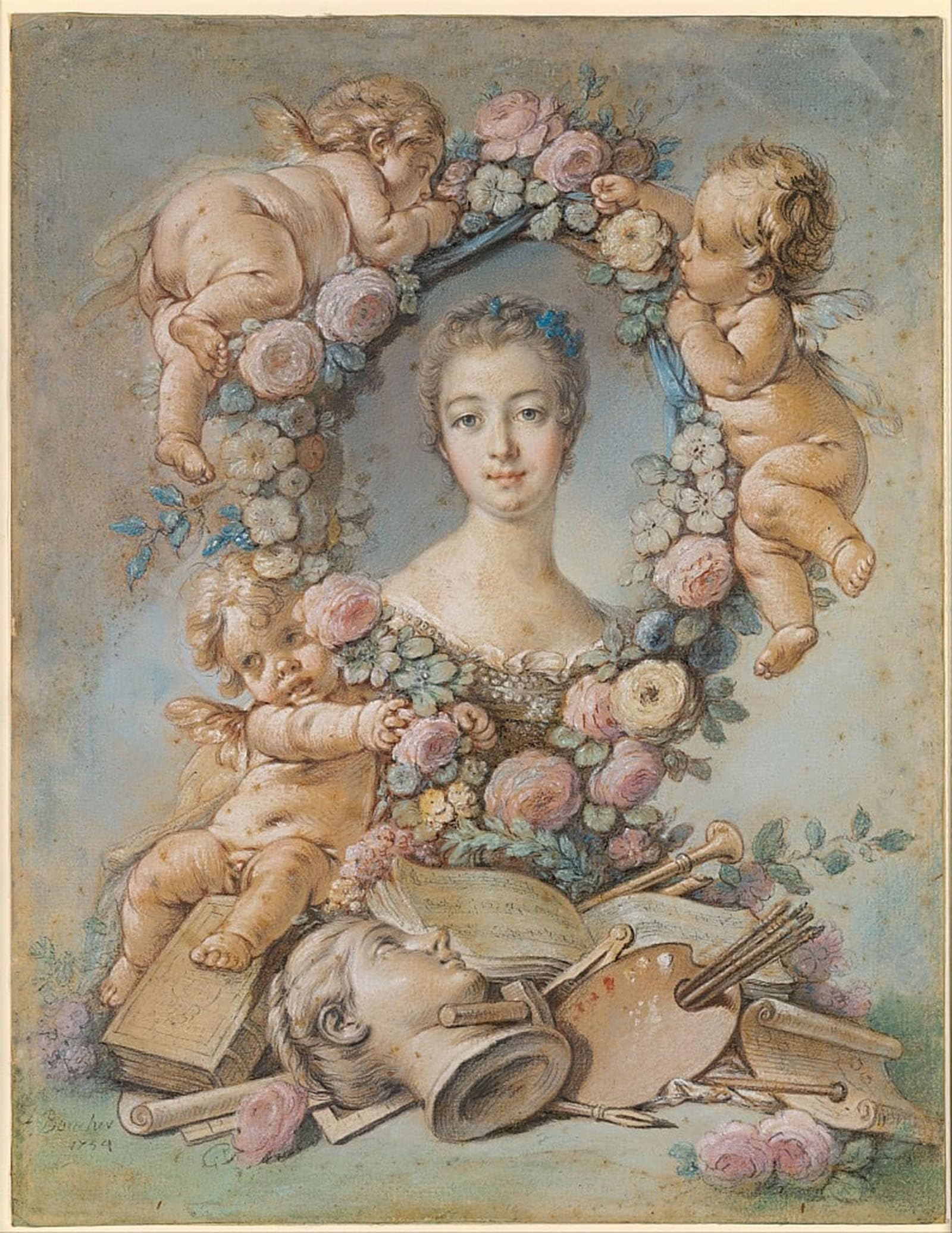 POSTERIIk Vintage Print Pop Art Landscape Artwork Portrait of the Marquise de Pompadour by François Boucher Art Prints for Office Home Decor 60x90cm