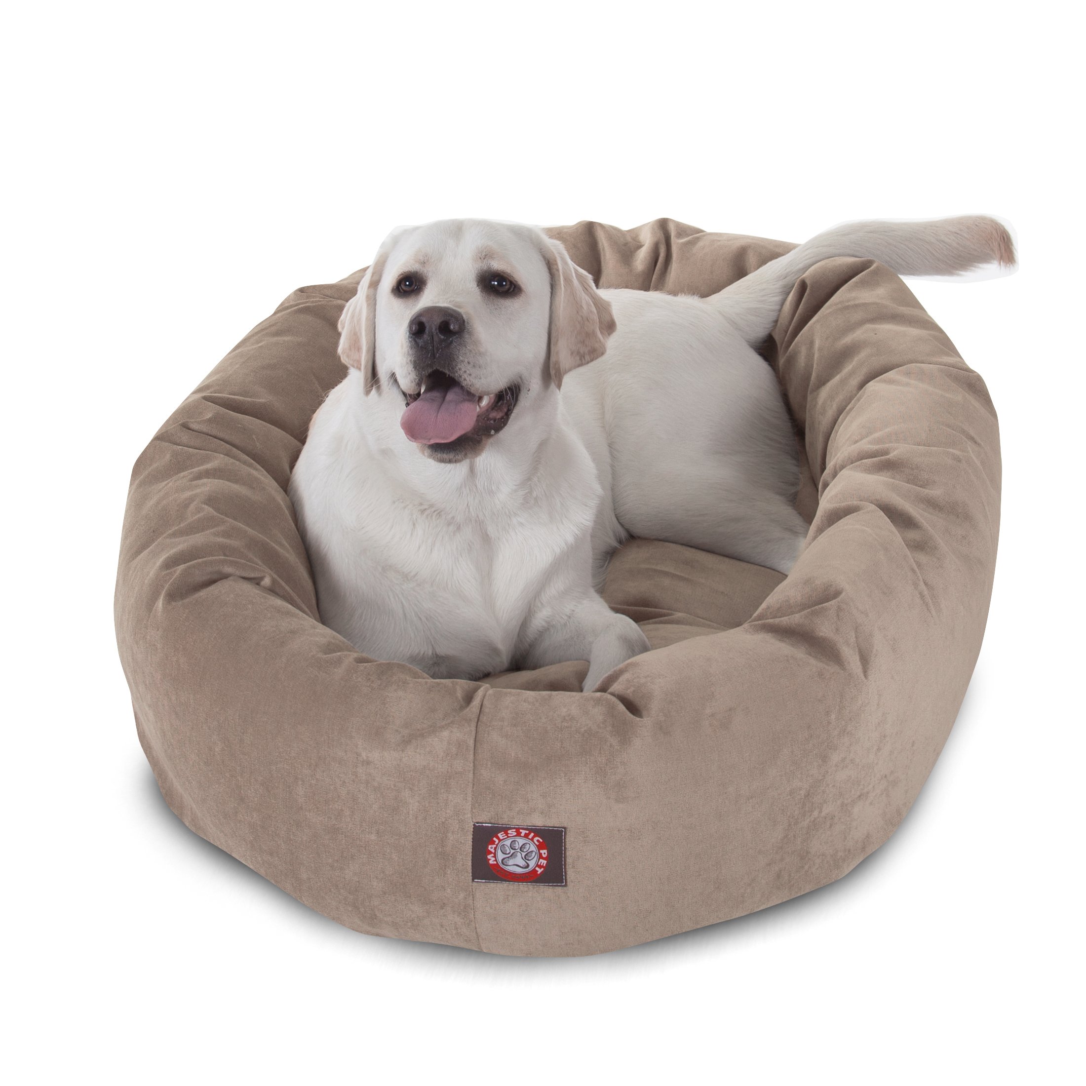 Majestic Pet 40 Inch Micro Velvet Calming Dog Bed Washable Cozy Soft Round Dog Bed with Spine for