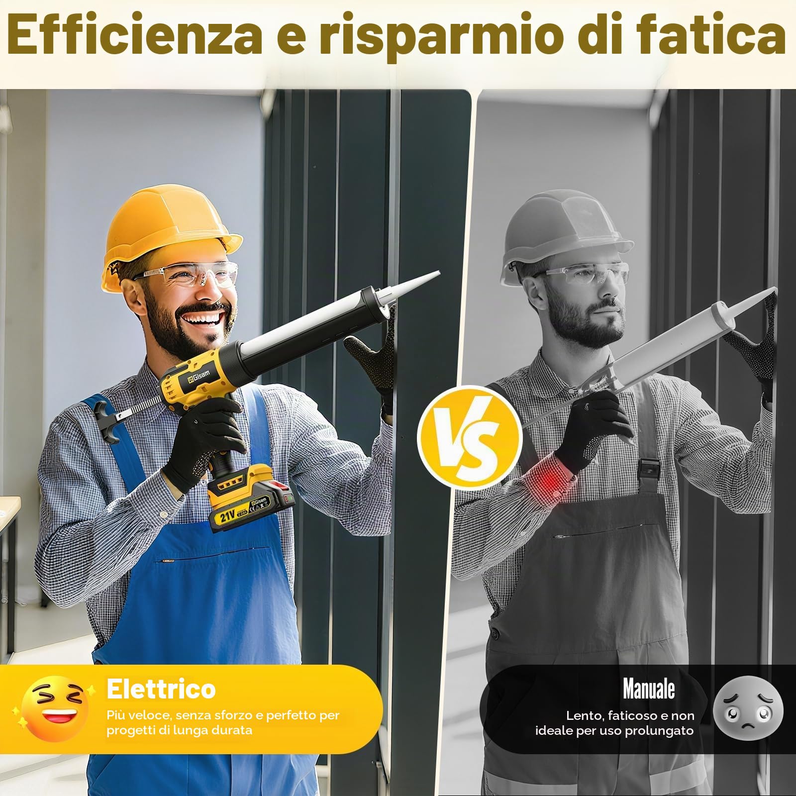 Pistola a cartuccia senza fili con 2 x 2000 mAh Batteria, Pressione Max 4000 N, per cartucce da 310 ml, 6 velocità, pistola in silicone elettrica per sigillatura, riempimento professionale