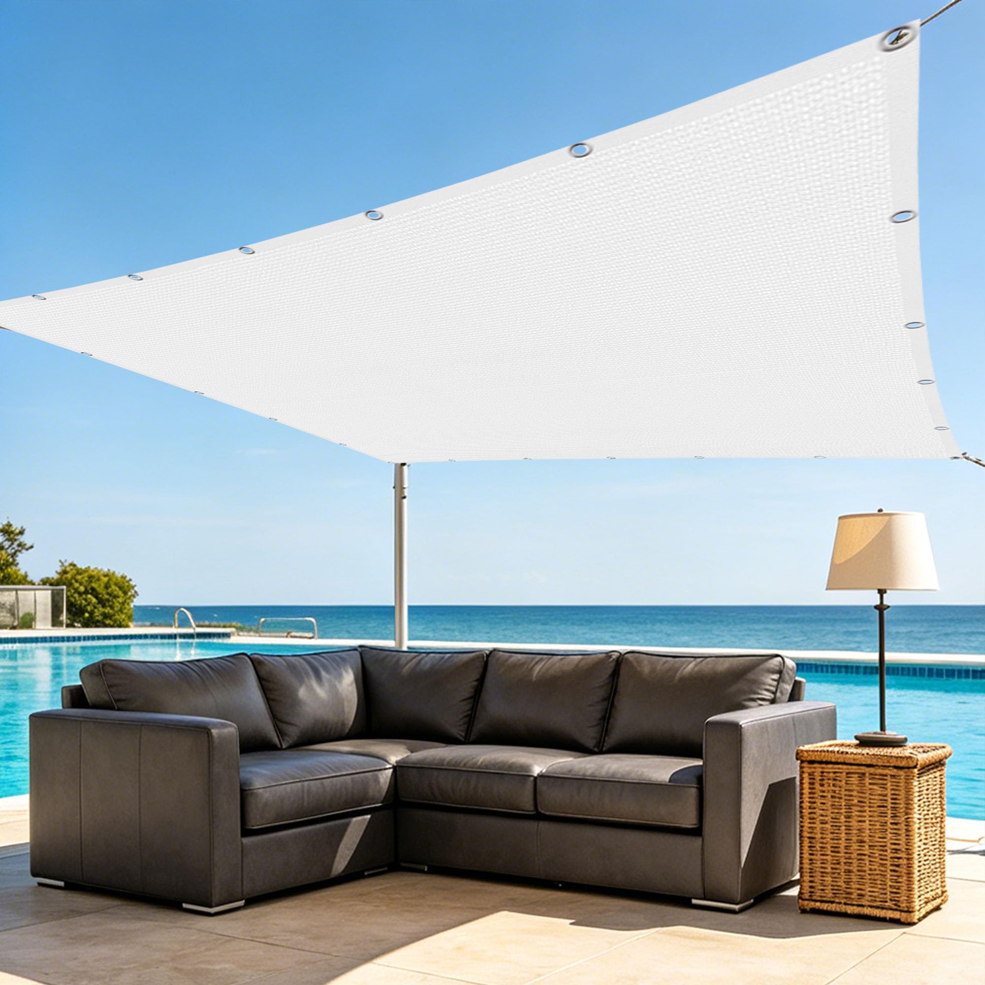 Filet d'ombrage résistant vent et eau 3.5x3.5m blanc pour pergola