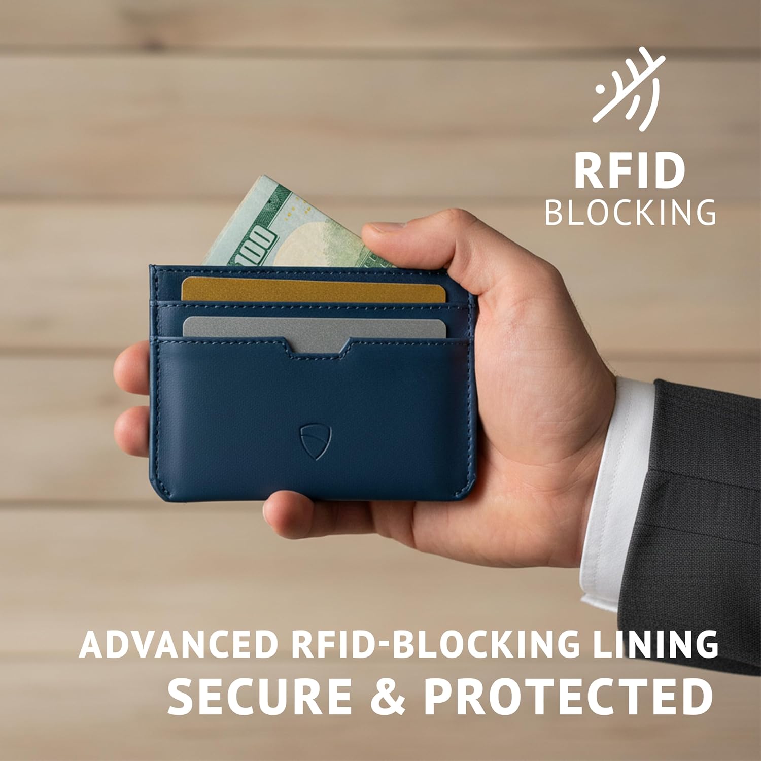 Vaultskin MOORGATE Slim Card Holder - Minimalist Leather Wallet, RFID Blocking Sleeve, Fits Front Pocket, for Men and Women - Image 8