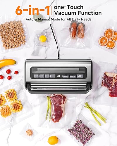 Miniatura 7 de Máquina selladora al vacío de 95 Kpa, máquina automática de sellado al vacío de alimentos con ajustes de presión y tiempo ajustables, cortador