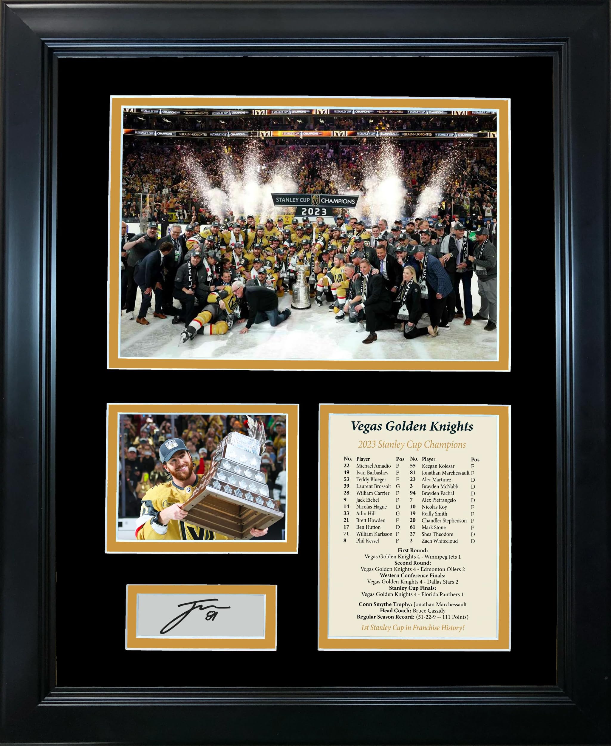 HOFSM.COM Hall of Fame Sports Memorabilia Framed Vegas Golden Knights 2023 Stanley Cup Champions Jonathan Marchessault MVP Facsimile Laser Engraved Signature Auto 11