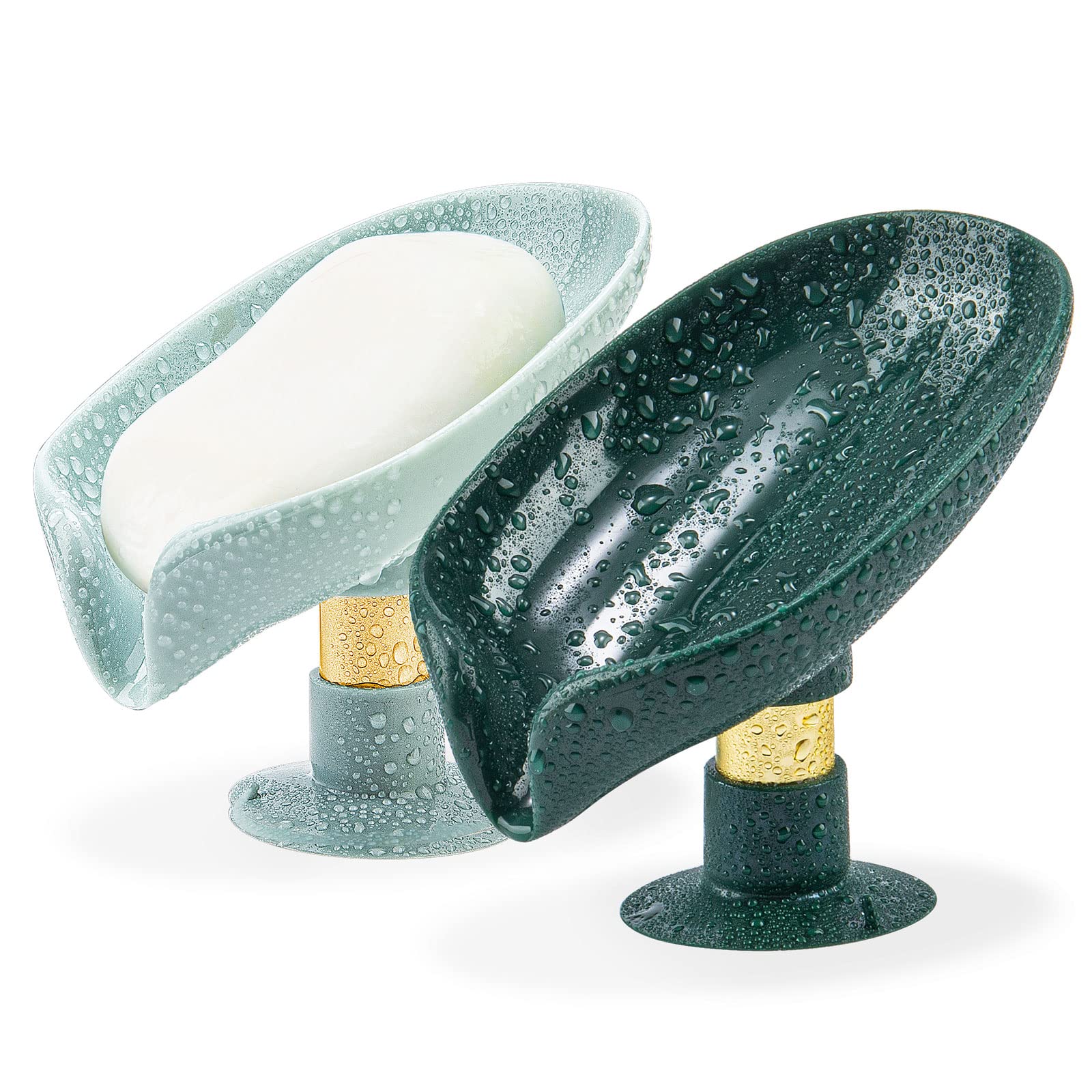 LBshmao-D 2 Pack Soap Holder, Self Draining Soap Dish Holder, Not Punched Easy Clean Bar Soap Holder, with Suction Cup Soap Dish Suitable for Shower,