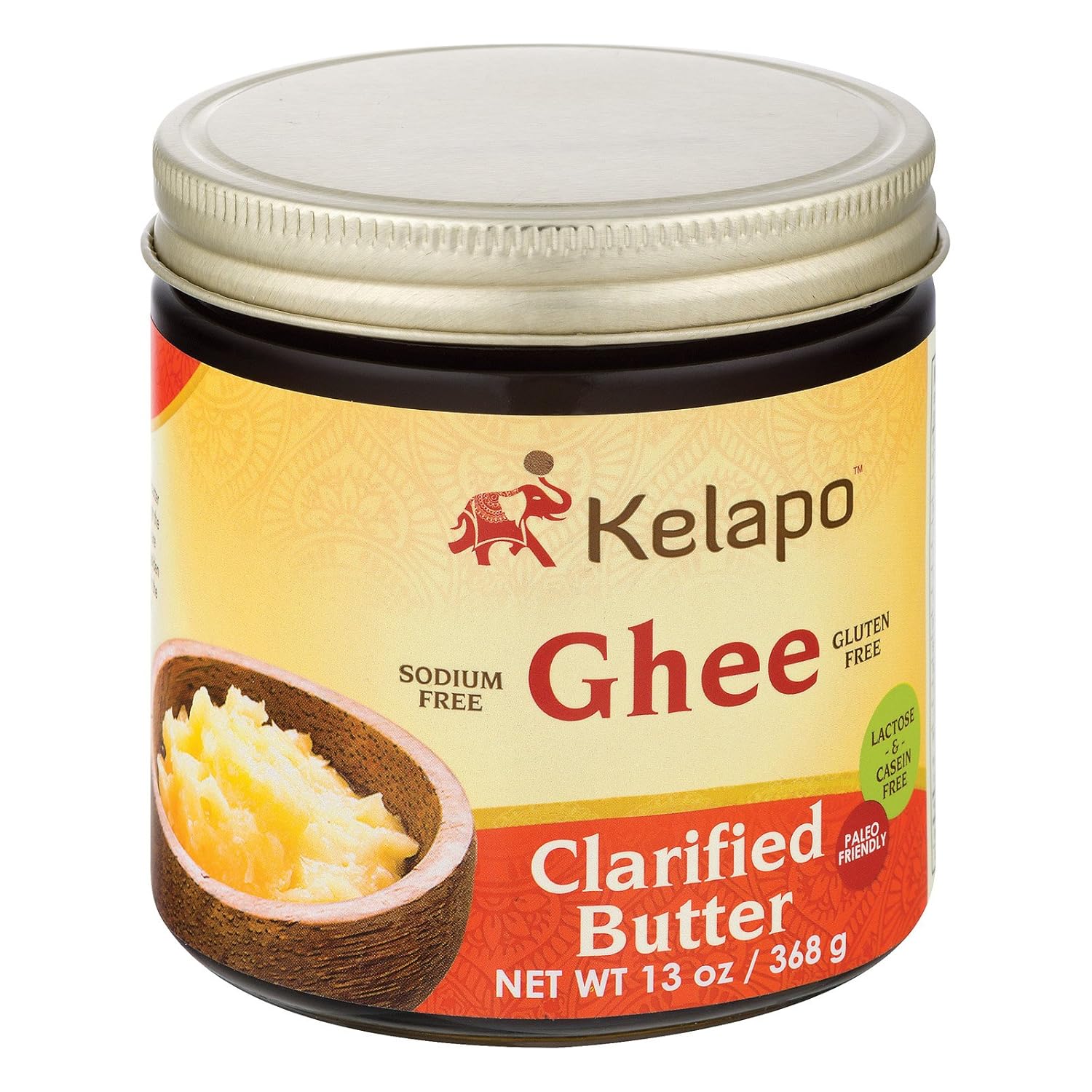 Kelapo Ghee (Clarified Butter) Amber Glass Jar Case of 6