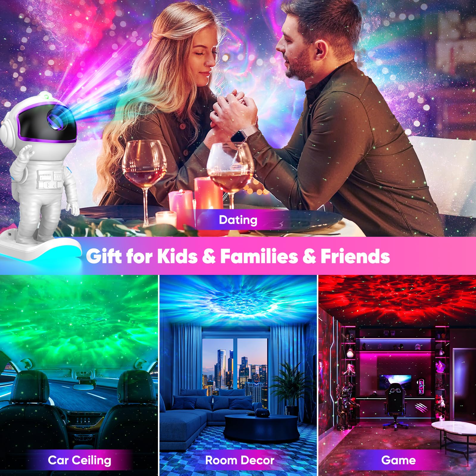 Proiettore di stelle, proiettore Galaxy camera da letto, luce notturna con timer e telecomando, regalo per bambini e adulti per compleanno, Natale
