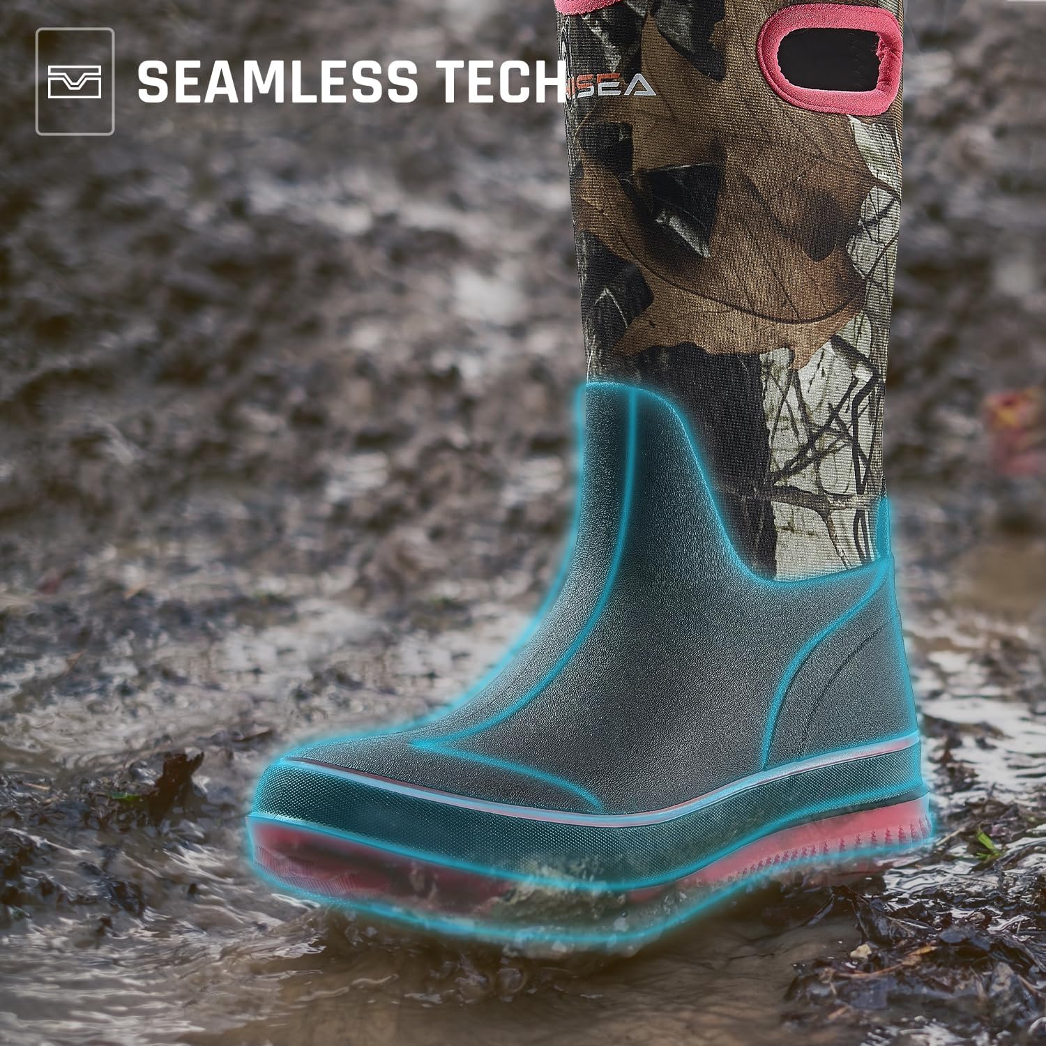 HISEA Women Mud Boots, Neoprene Rubber Garden Shoes Waterproof Mid Calf Rain Boots for Outdoor - Image 5