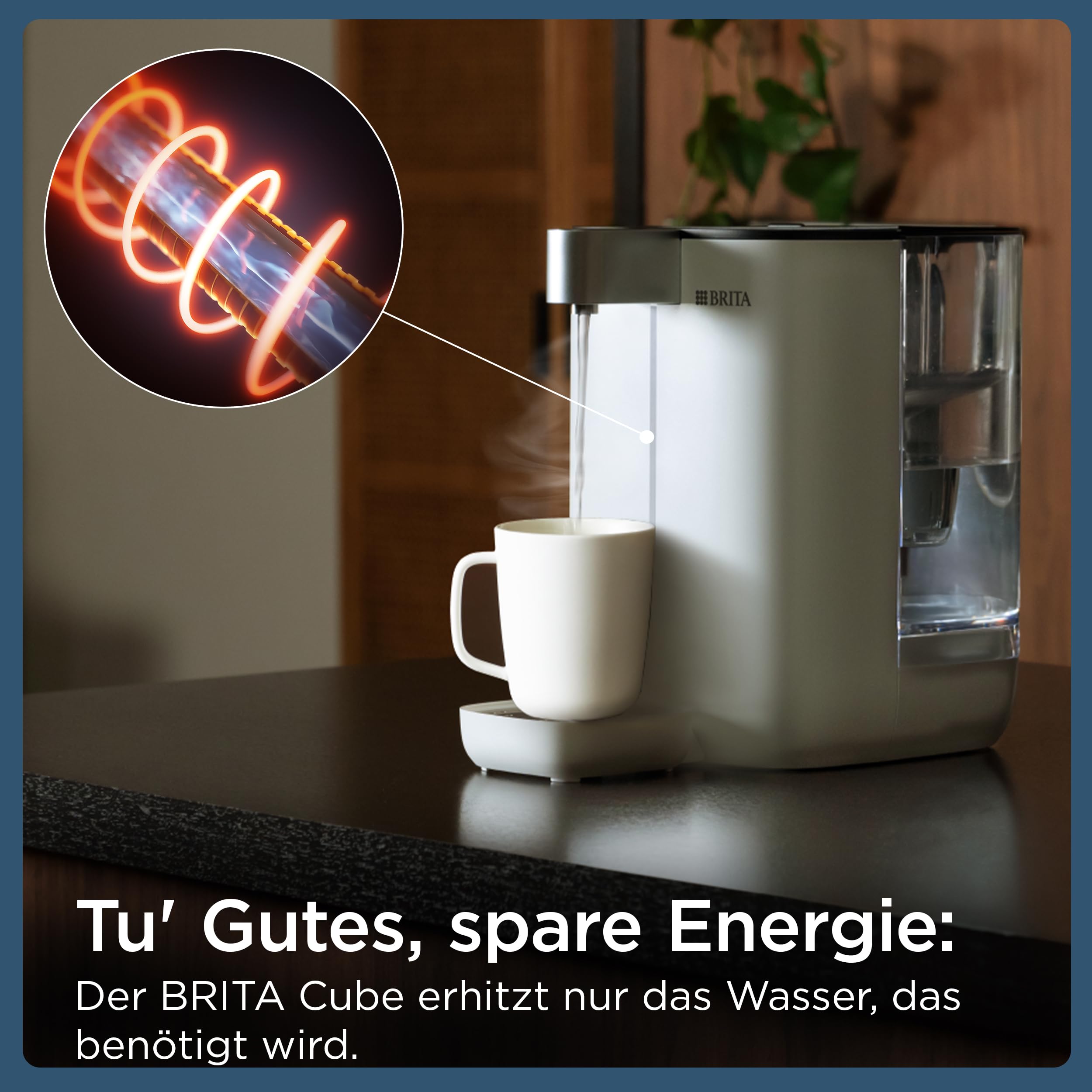 BRITA Cube Heißwasserspender mit Wasserfilter-System (4 Liter) weiß | Tassenvolumen-, Temperatureinstellung, bakterienfreies Wasser dank UV-C-Technologie, MAXTRA PRO Extra Kalkschutz Wasserfilter