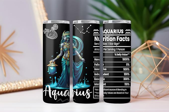 20-30oz Tumbler Birthday Gifts For Women Zodiac Sign Insulated Mug Coffee Cup Christmas Funny Gift For MoM,Dad,Sister,Wife,Travel (Aquarius)