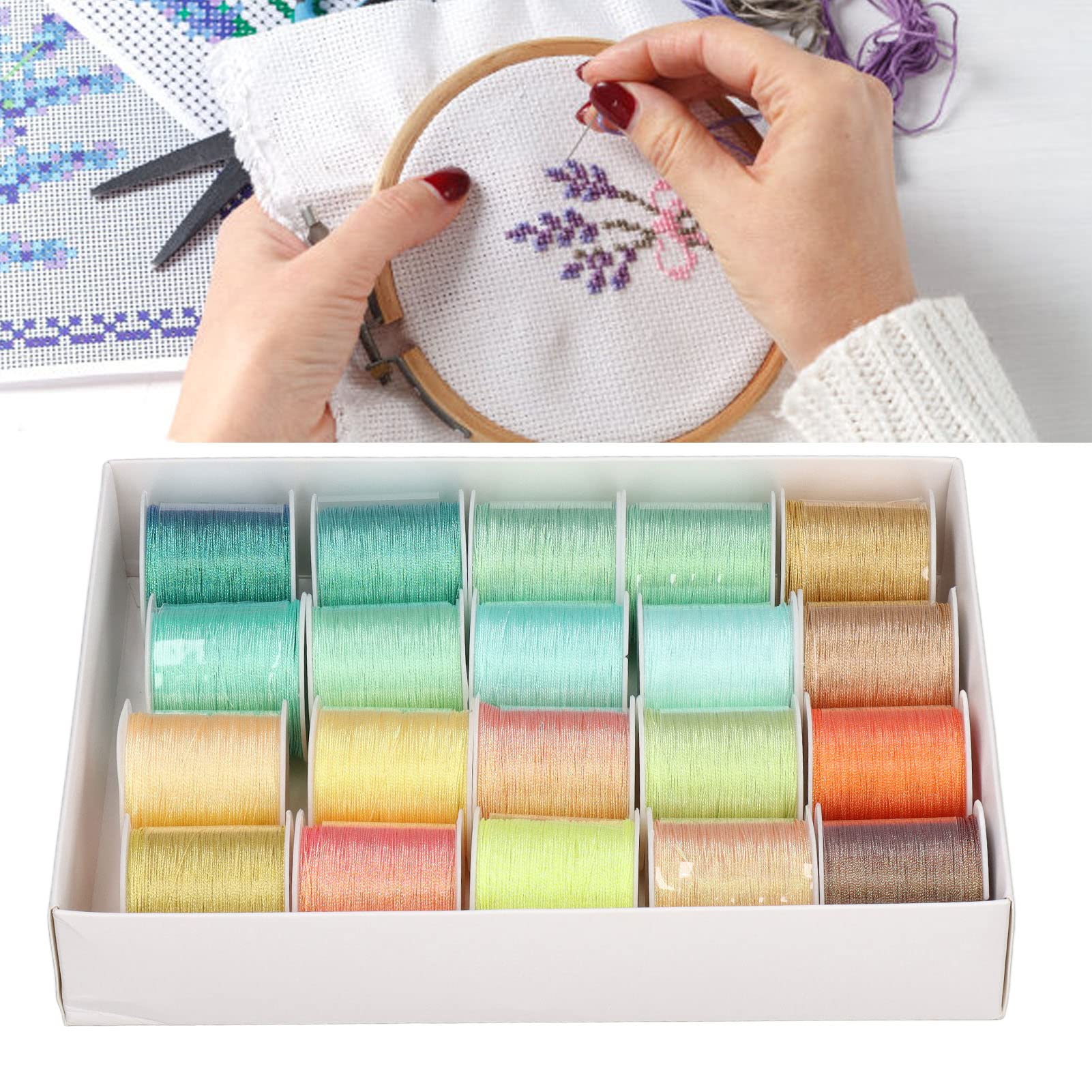 Embroidery Machine Thread Kit 20pcs 6 Strands Embroidery Thread