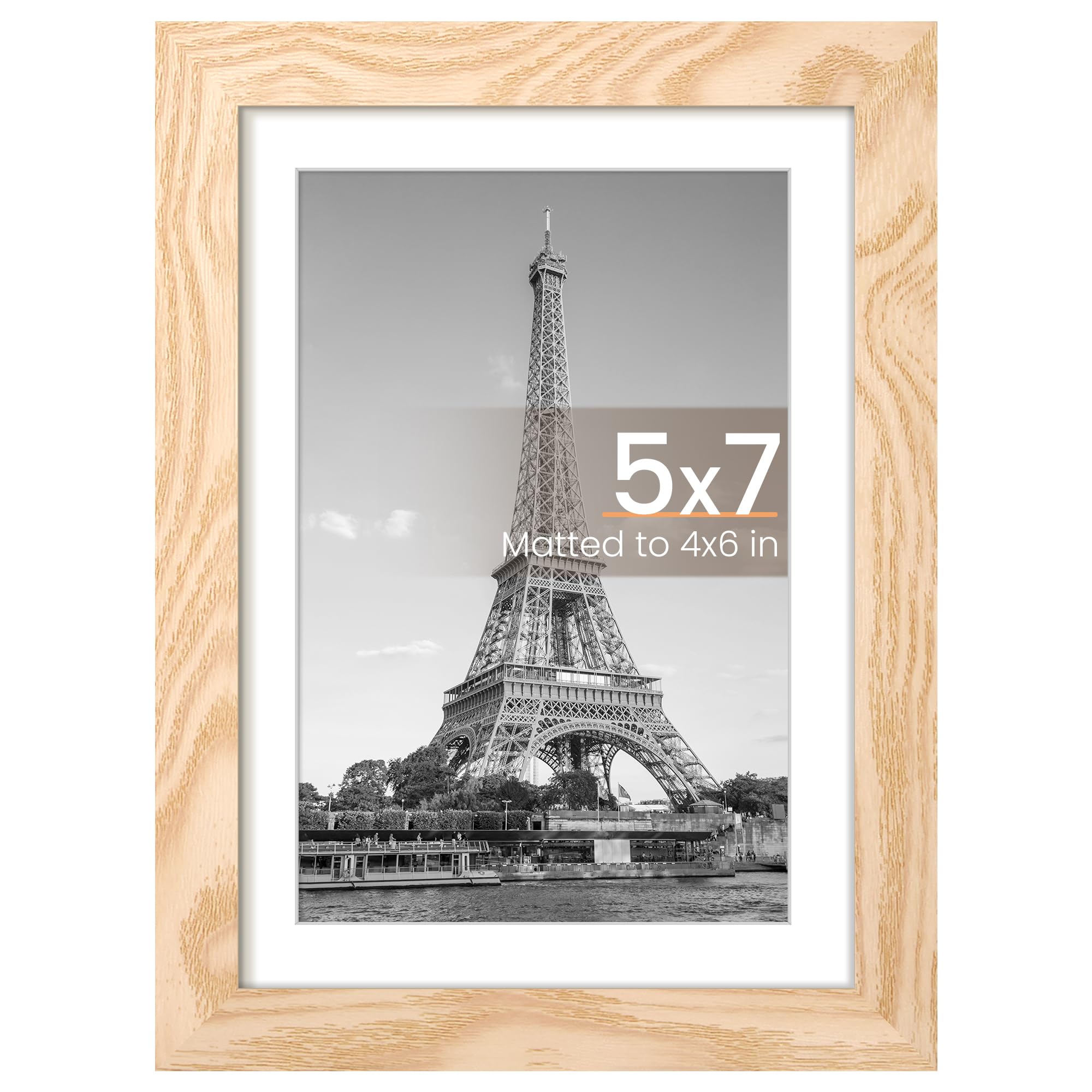 upsimples 5x7 Picture Frame, Display Pictures 4x6 with Mat or 5 x 7 Without, Wall Hanging Photo Frames, Natural Style, 1 Pack | 5 x 7 Small Frame, 4x6 Frame with Mat for Gallery Wall, Wedding, Baby, Dog, Dorm, Christmas, Mothers' Day