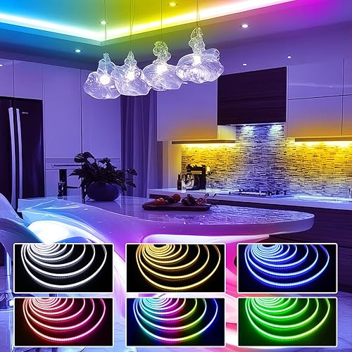 Miniatura 3 de dalattin Tira de luces LED LED COB Smart RGB, 576 LEDsm direccionables de alta densidad flexible con control remoto y aplicación, luces LED de 16.4