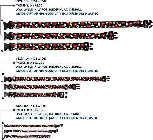 Miniatura 3 de Collar de perro Clip de plástico para disfraz de Mickey Mouse Elementos dispersos Negro 11 a 17 pulgadas 1.0 pulgadas de ancho, PC-WDY351-M