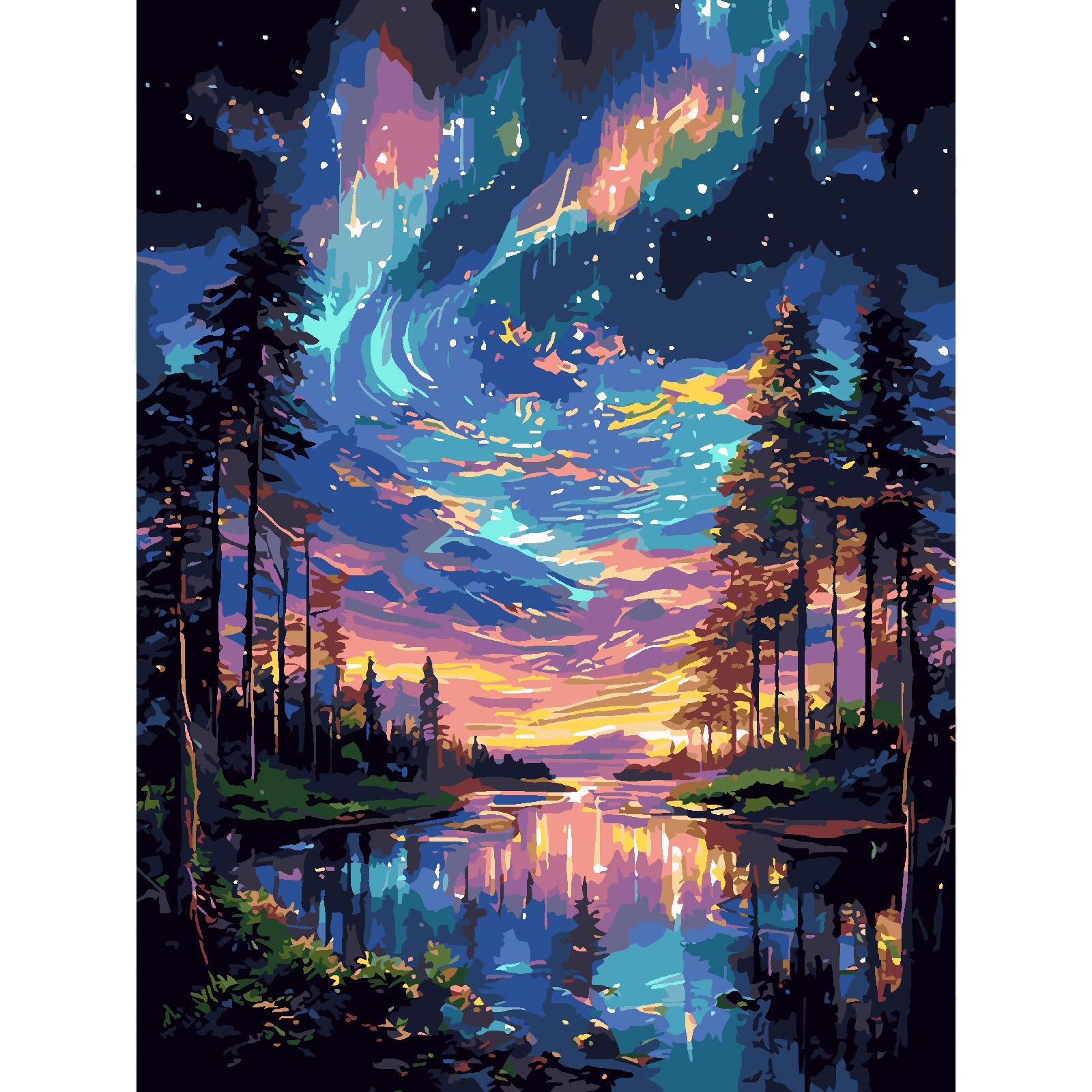 Jakener Aurora Paint by Numbers Kit for Adults Beginner ，Landscape Easy Adult Paint by Number Kits on Canvas DIY Painting for Beginners Art by Numbers for Home Wall Decor 40x50 Inch