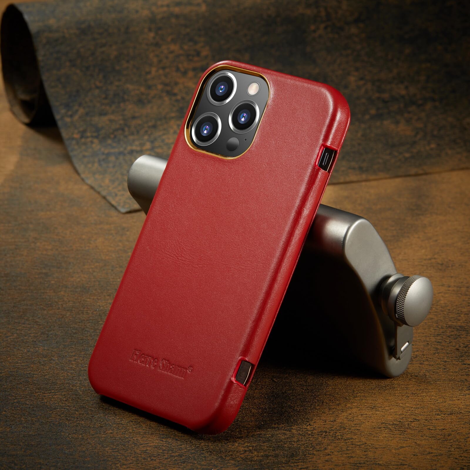 Generic Étui compatible avec iPhone 14 Pro (couleur : noir) étui à rabat magnétique en cuir véritable véritable de luxe