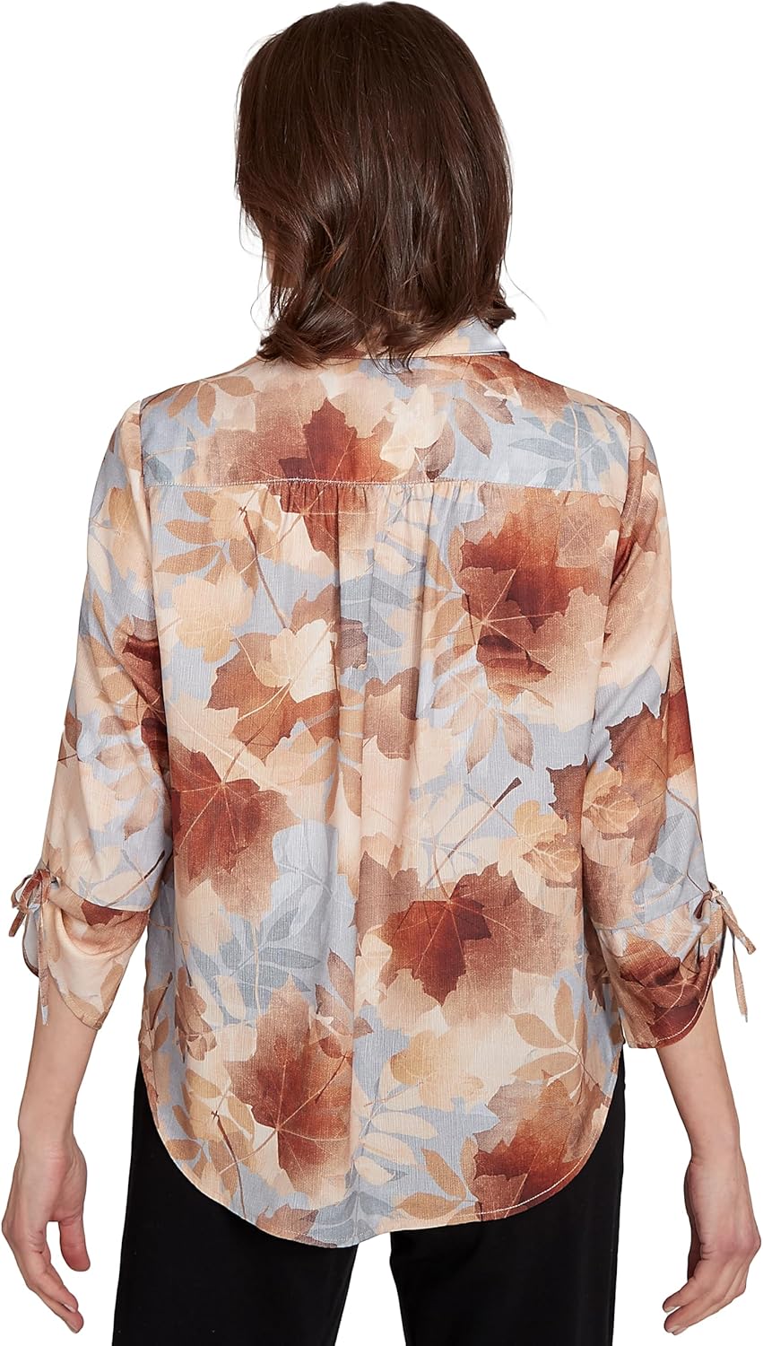 Textured Leaf Button Front Top - Image 2