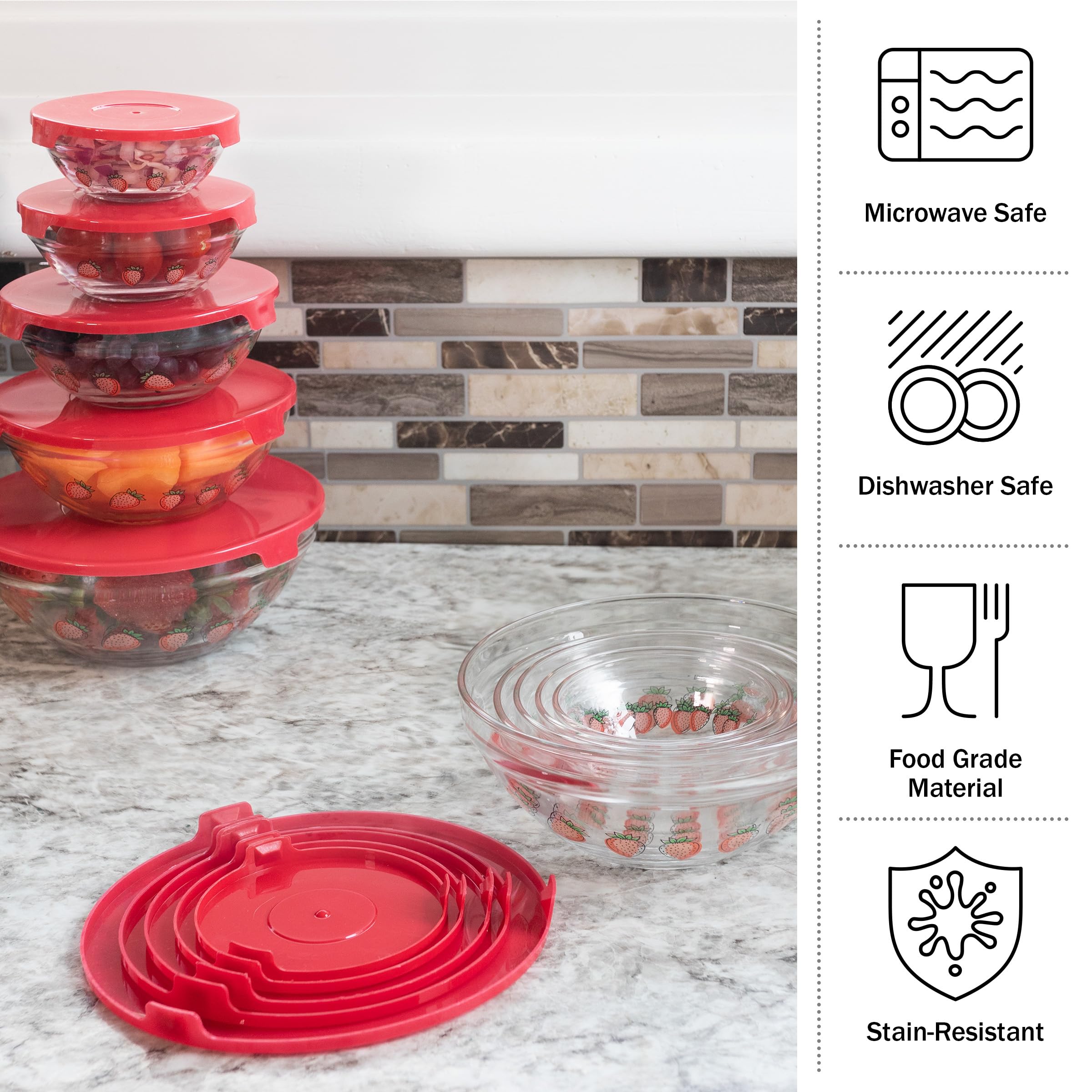Amazon.com: Classic Cuisine Glass Bowls with Lids Set - Mixing