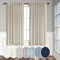 Vista 28 de Cortinas de lino natural semitraslúcidas Pitalk de 36 pulgadas de ancho para sala de estar, juego de 2 paneles con pestaña trasera, cortinas