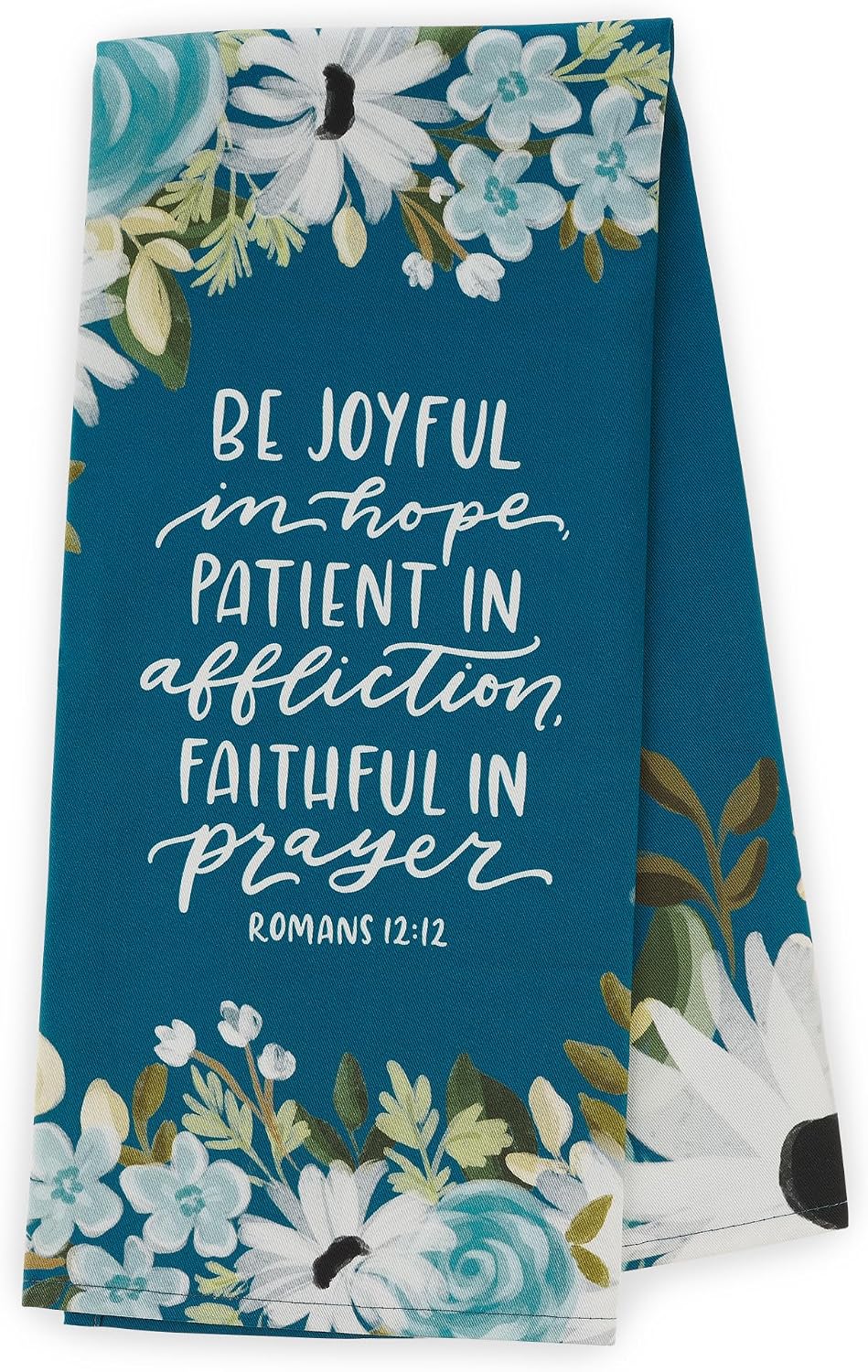 Christian Art Gifts Cute Green Floral 100% Cotton Tea Towel: 2 Timothy 4:17
