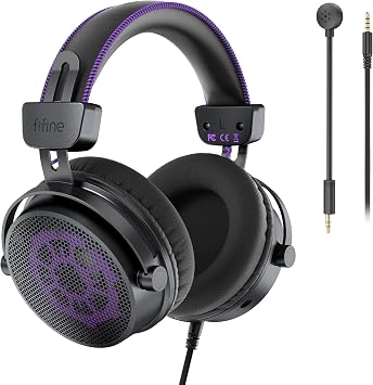 FIFINE Wired Open Back Headphones for Recording, Over-Ear Monitor Headphones with 53mm Drivers - Airy Mesh Fabric - Detachable Mic, Compatible with PC/Mixer/Amplifier/Mobiles - Amplitank HD18 Lite