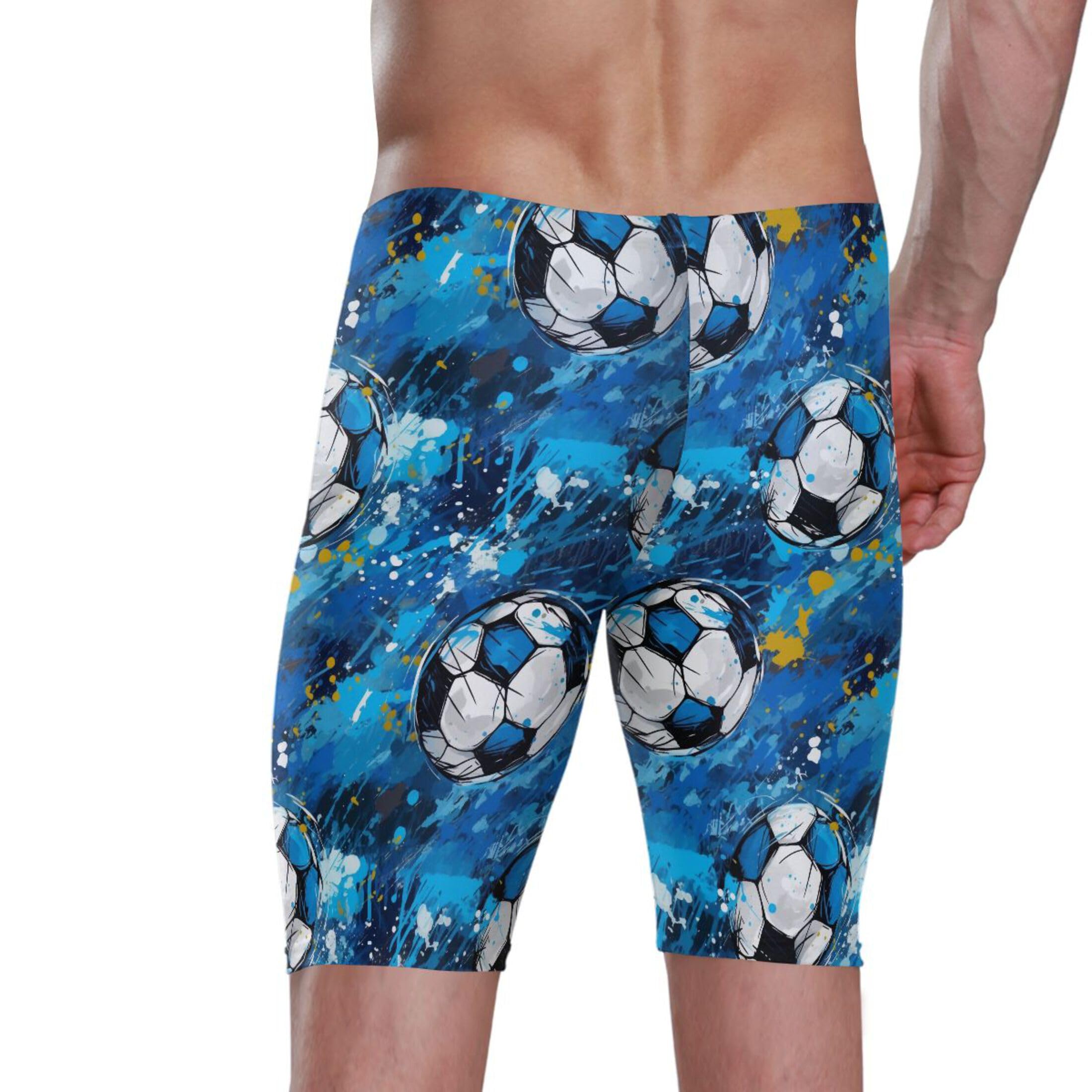 UMIRIKO Football Soccer Sport Blue Men's Swim Jammers Racing Training Swimsuit Fast, Flexible,Comfortable XXXL B0402948, 3X-Large