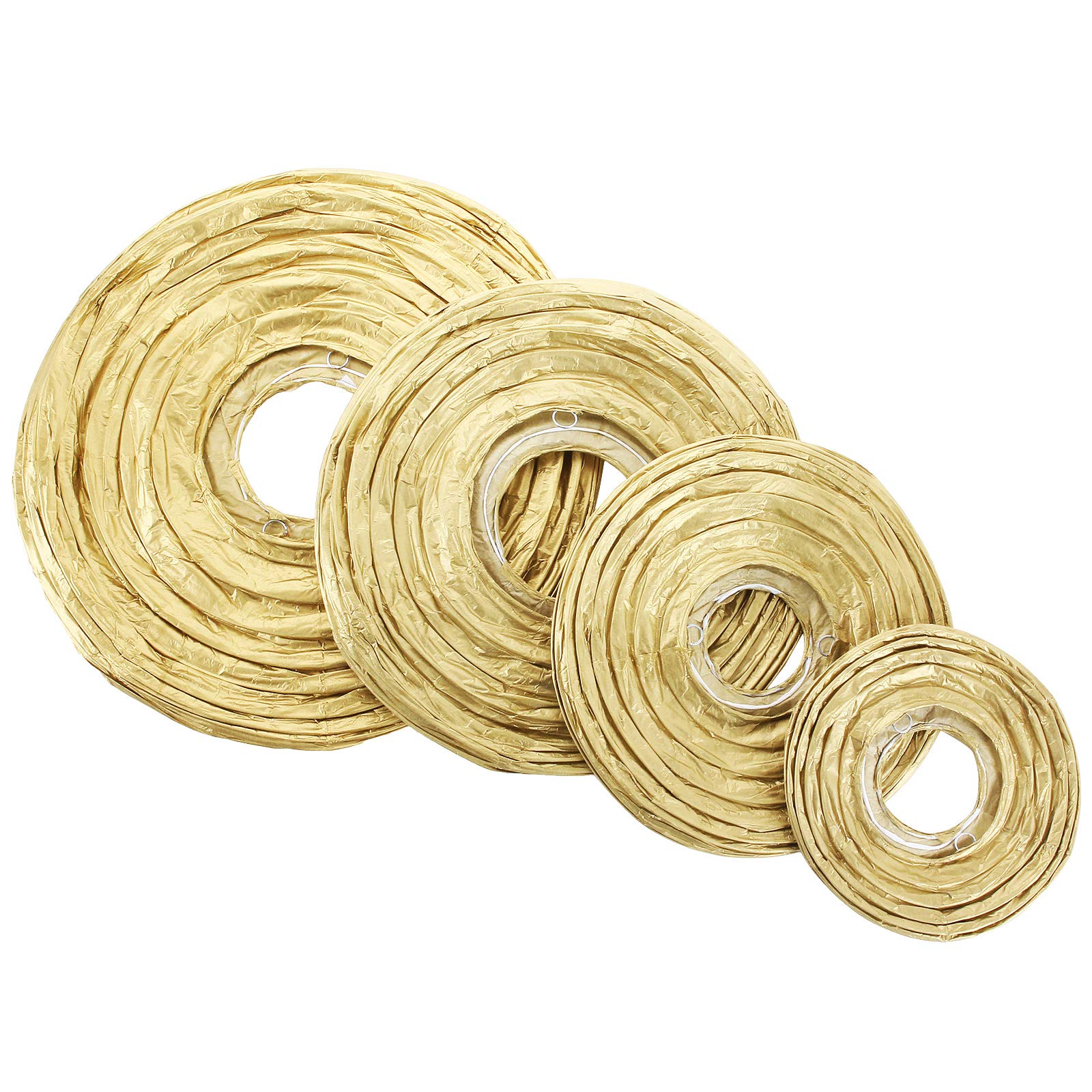 STARVAST 20 lanterne di carta, carta lampione per matrimoni, compleanni, Natale, feste ed eventi, assortite di dimensioni rotonde (6", 8", 10", 12") - oro