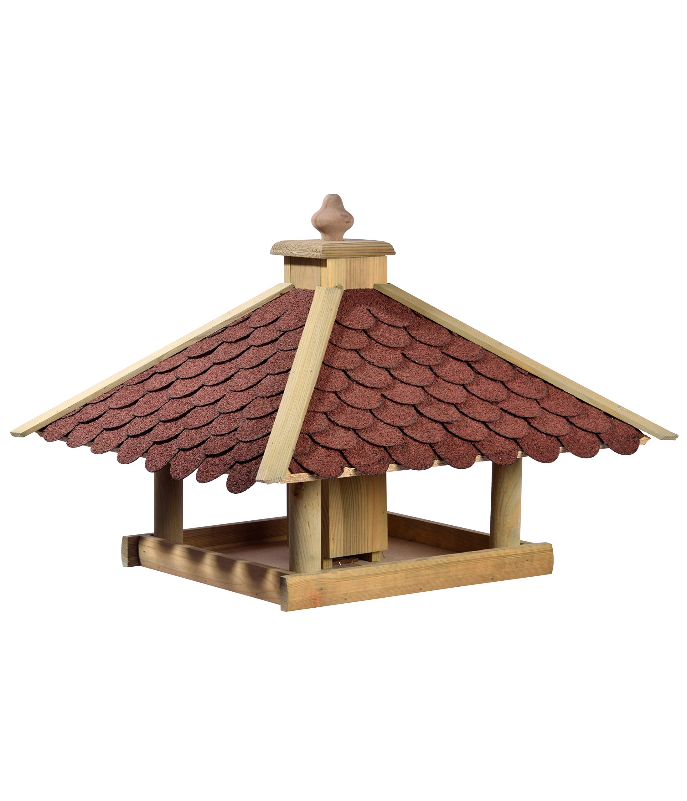 Dehner Natura Wildvogel-Futterhaus Brixen, inkl. Ständer Brixen, 144 x 68 x 62 cm, Holz/Bitumen, braun/rot