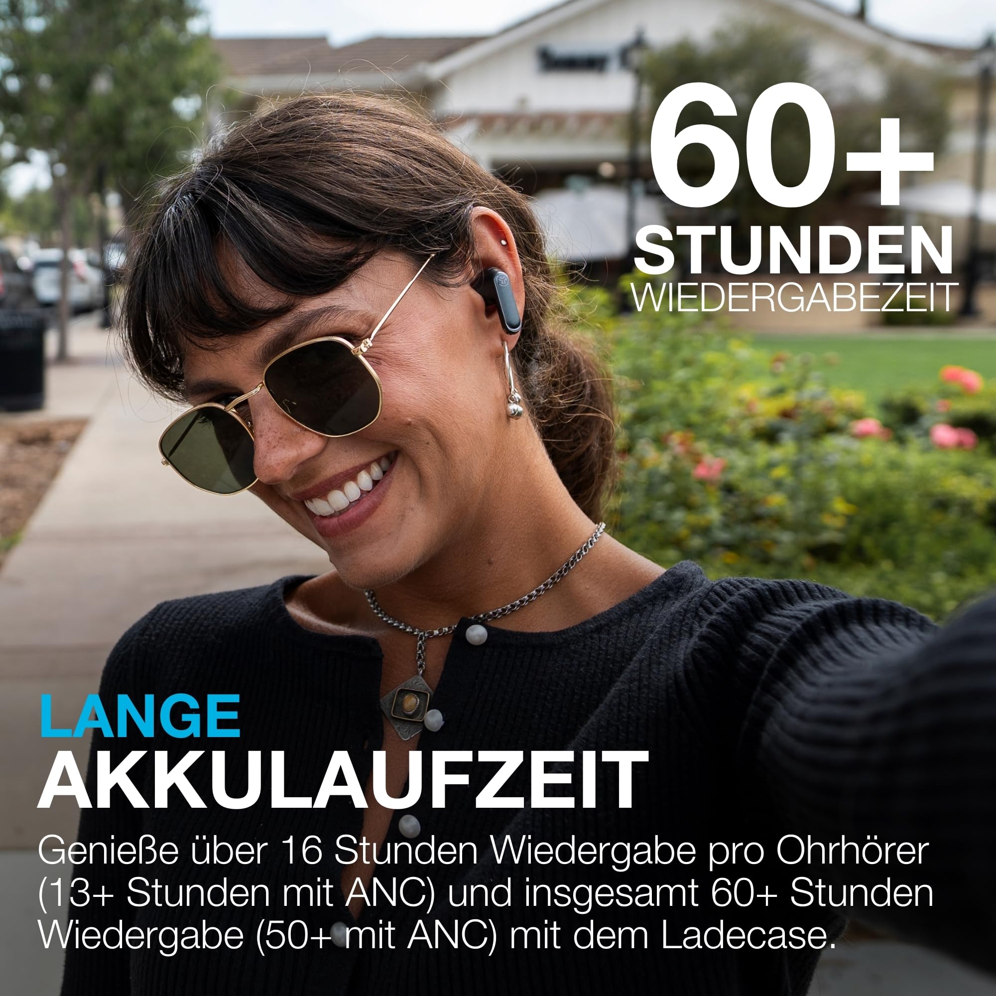 JLab Epic Pods ANC In-Ear Kopfhörer Bluetooth Noise Cancelling, Schwarz | Kabellose Earbuds 60+ Std., Adaptive-Geräuschunterdrückung, Dual-Treiber Hi-Res Audio, Multipoint, IP55, Klare Anrufe