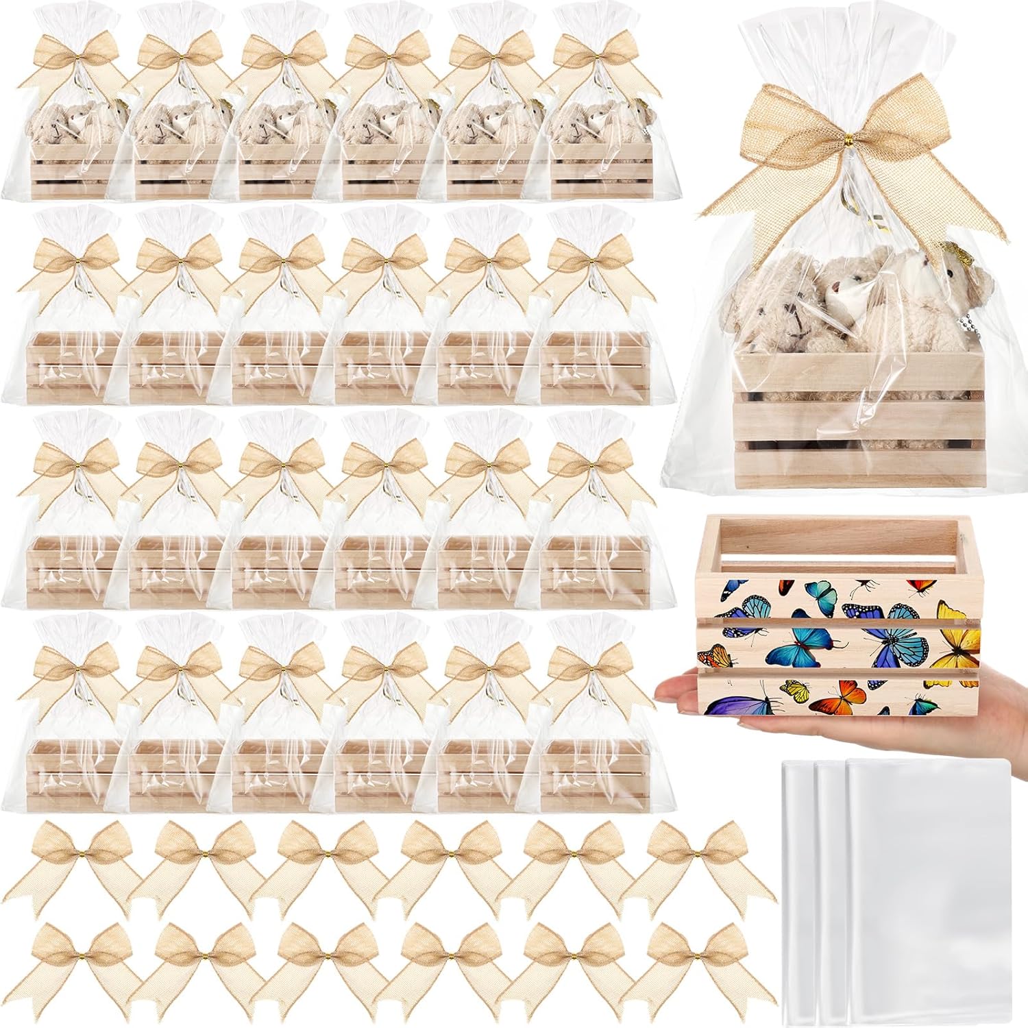 GlikCeil 24 Pcs Wooden Basket for Gifts Empty Thanksgiving