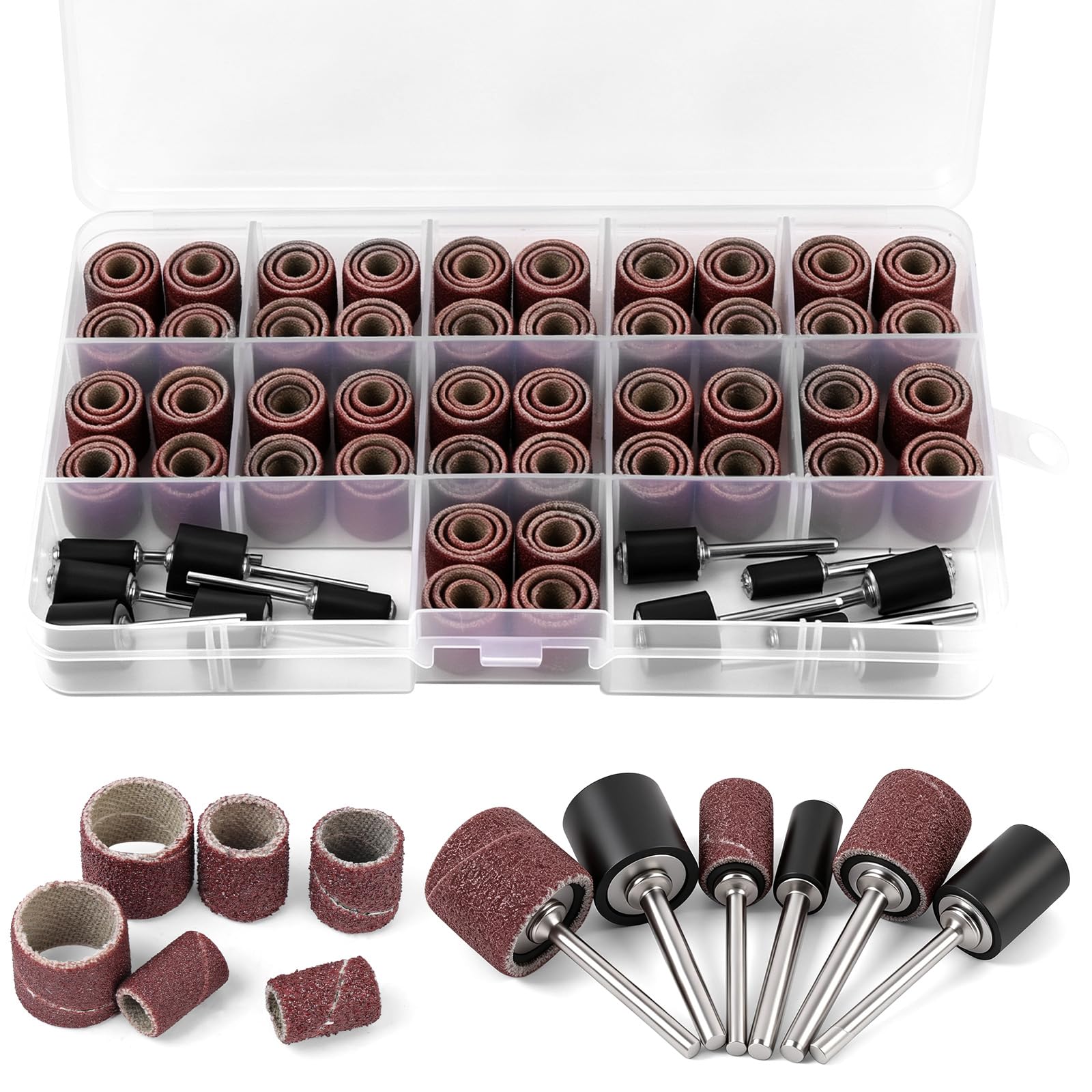 AOOSU 144 Pieces Rubber Sanding Drum with Free Box