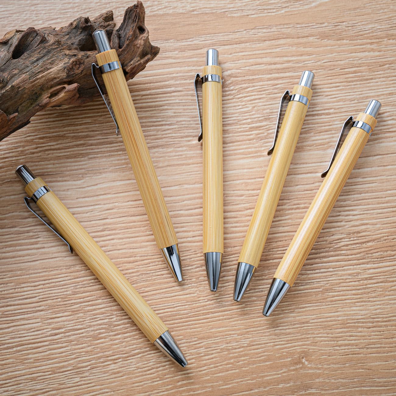 Bolígrafo De Bambú Personalizado, Nombre Personalizado, Bolígrafo Con Logotipo De Texto, Papelería De Escritura Escolar De Oficina De Tinta Negra(50 pcs)