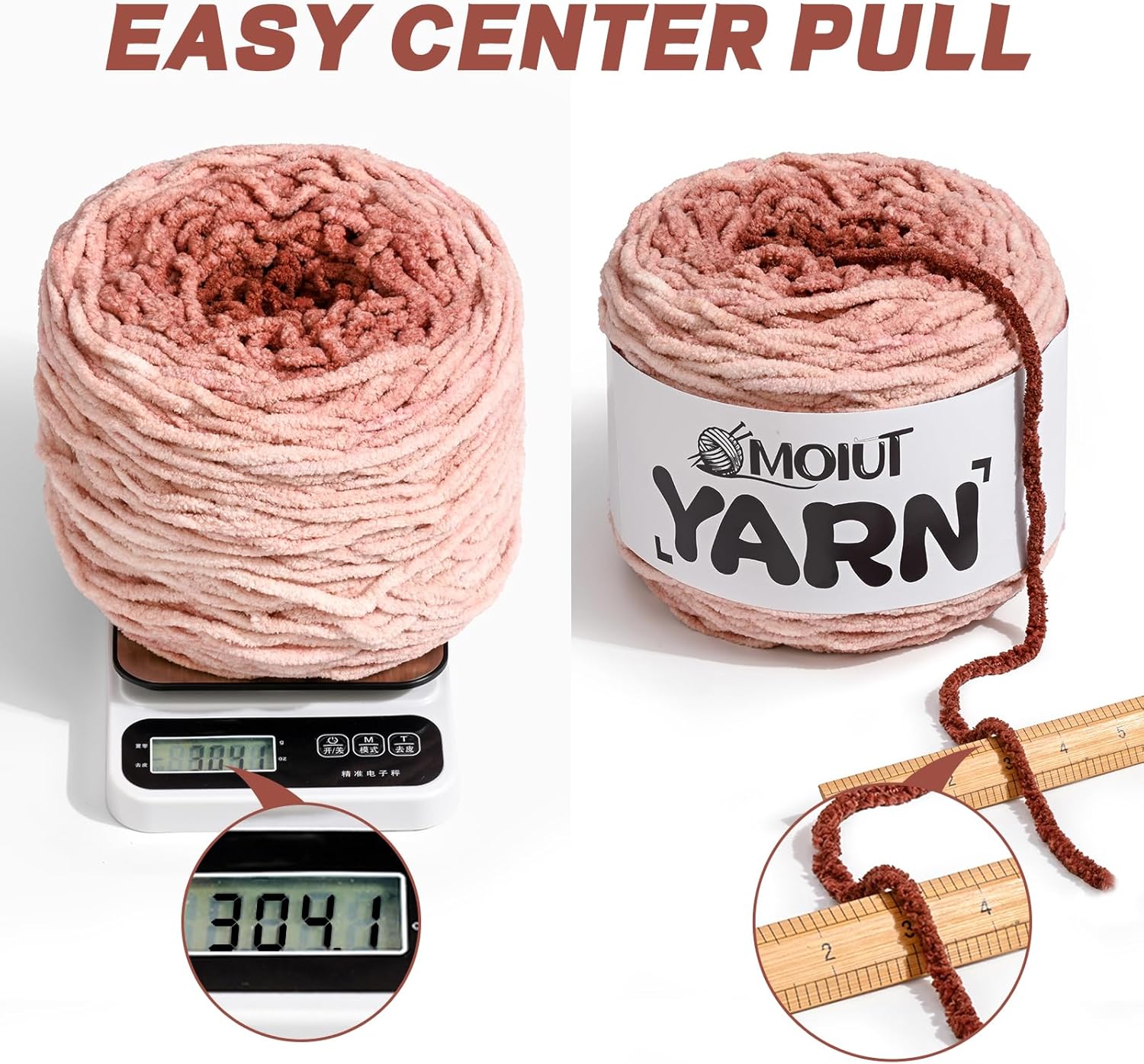Blanket Perfect Ombre Cake Yarn - Baby Yarn for Crocheting Soft - 3 Pack of 10.6oz/300g - #6 Super Bulky - 197 Yards for Knitting, Crafts & Amigurumi, Chunky Chenille Yarn(3 Sunlit Butter)