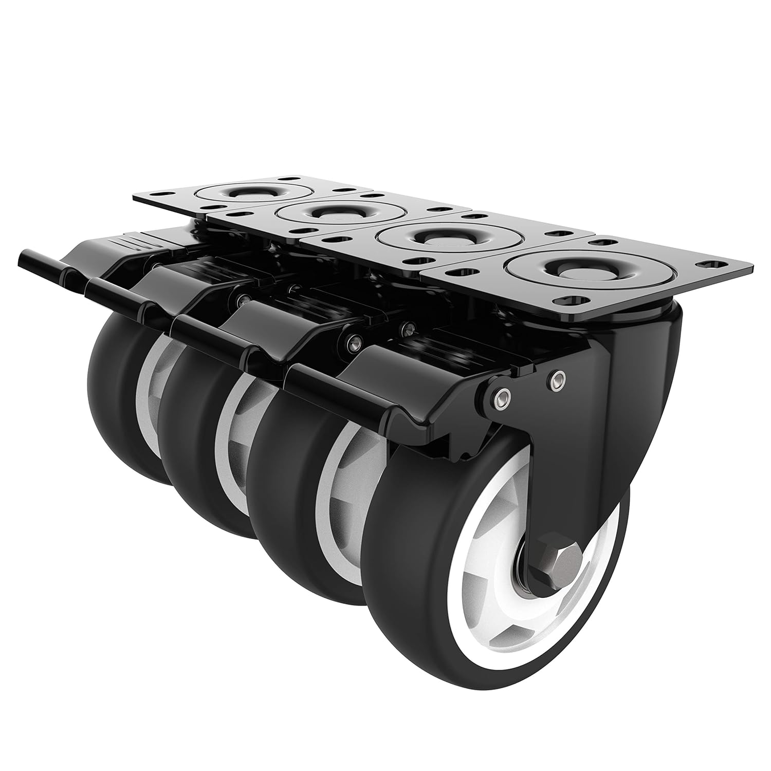 4 inch Swivel Caster Wheels with Safety Total Lock, 360 Degree Heavy Duty Plate Casters Max Load Capacity 1200lbs (Set of 4)
