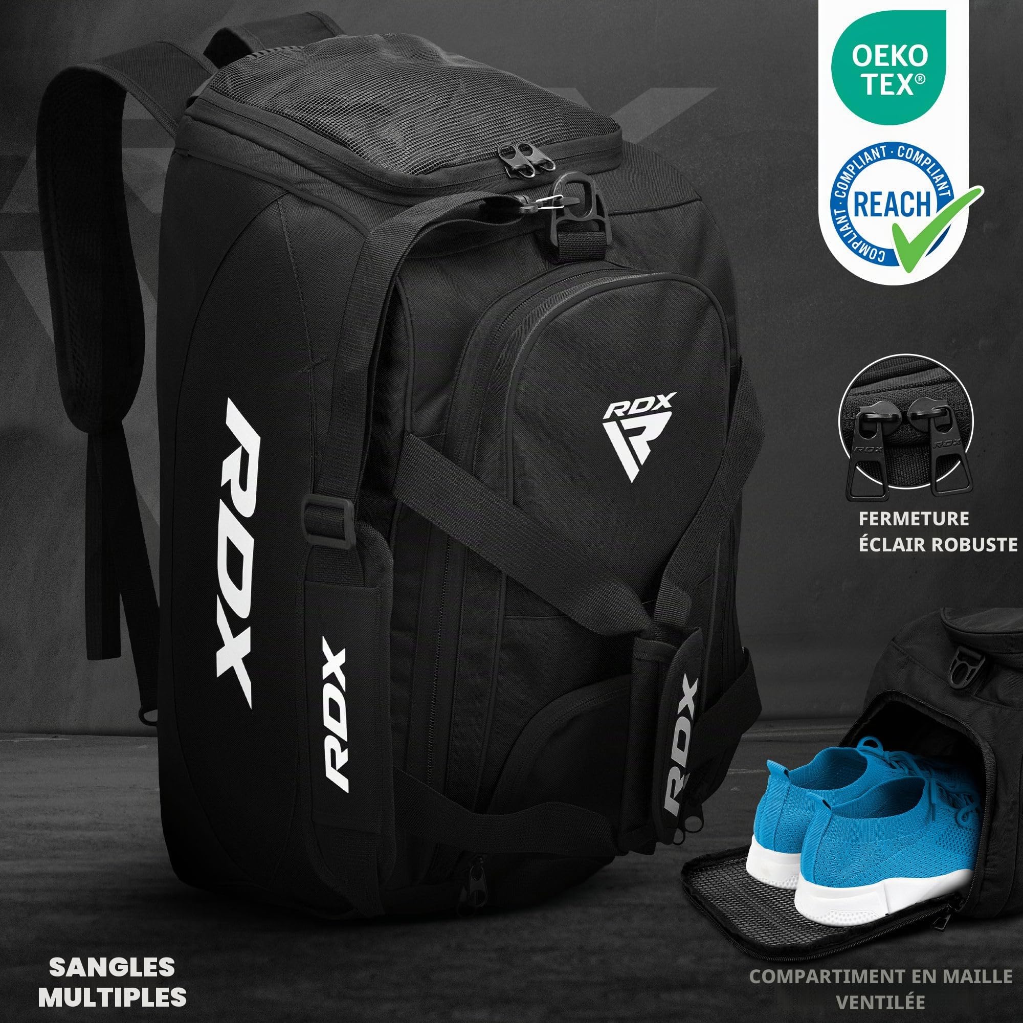 RDX Sac de Sport avec Compartiment Chaussures Gym Backpack Boxe Gymnastique Équipement Rucksack Bag Bandouliere Trekking Outdoor,Femme et Homme Sac a Main pour Voyage
