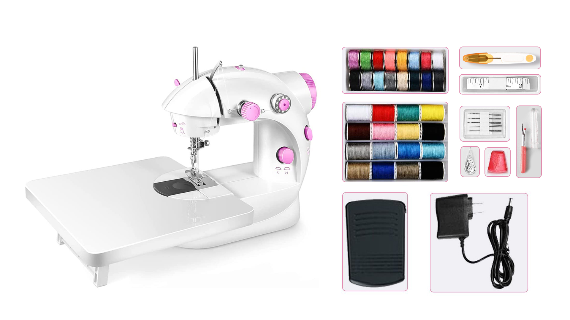 Pllieay Mini Máquina De Coser Para Niños De 8 A 12 Años, Kit De Diseño De Moda De 240 Piezas Con Máquina De Coser Pequeña Portátil, Kit De Fabricación De Ropa
