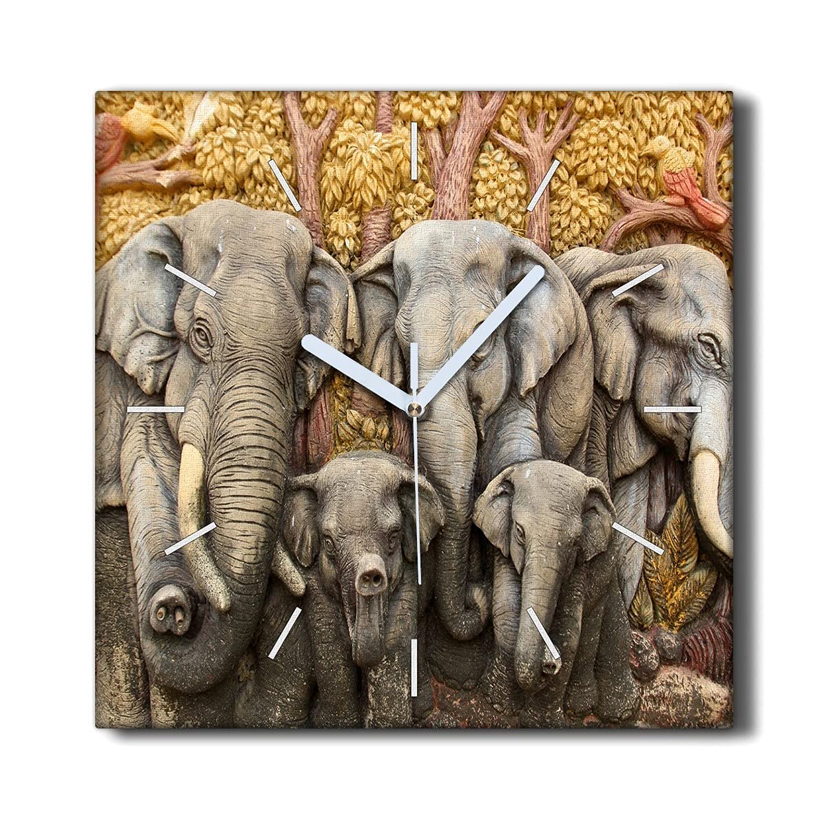 Horloge Murale sans tic-tac Coloray 30x30cm - Toile Décorative Silencieuse L'arbre des Animaux