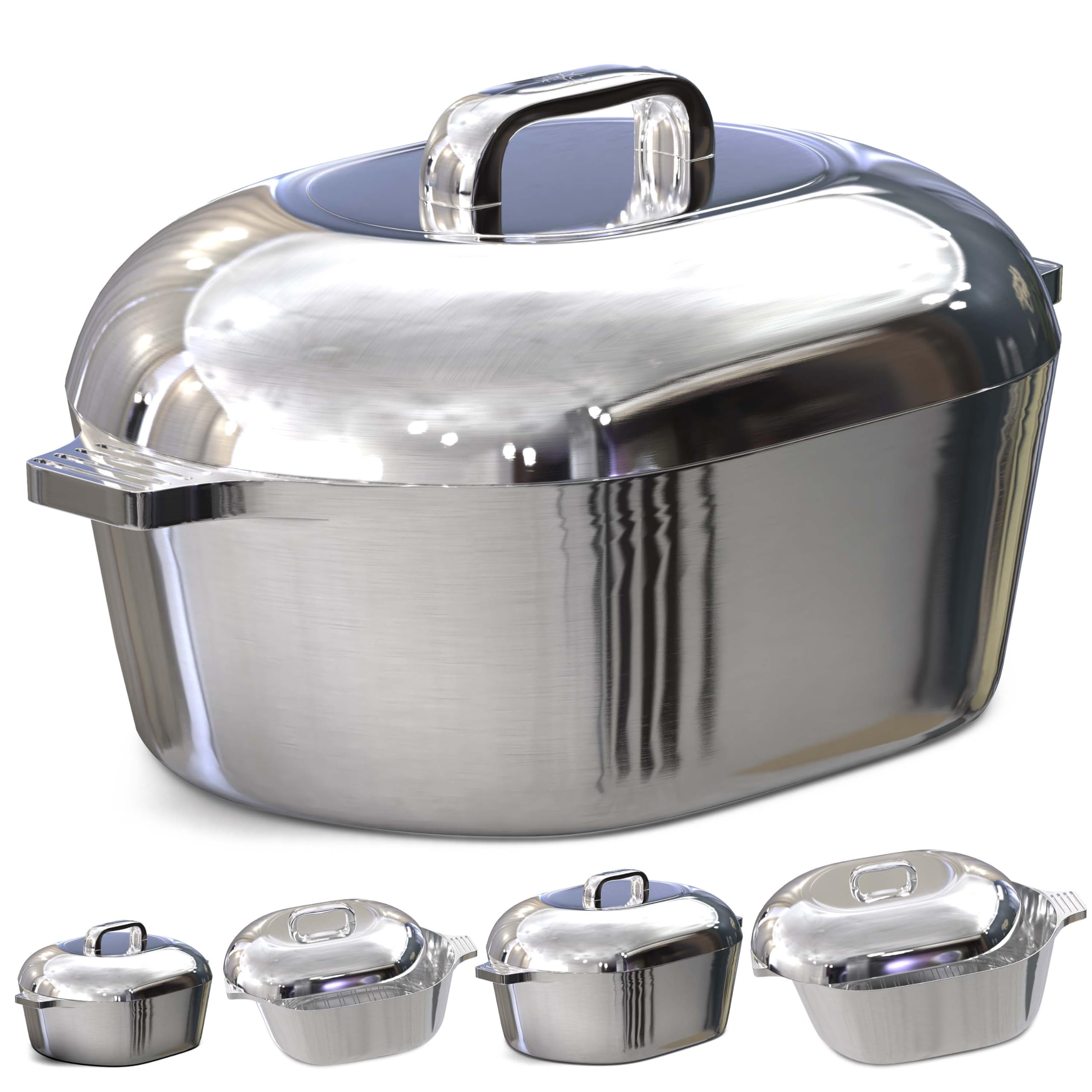 Magnaware Żeliwny Garnek Aluminiowy – Lekki Owalny Brytfanna z Pokrywką dla Rodzin & Przyjęć – Idealne Rozprowadzanie Ciepła do Wolnego Gotowania, Pieczenia & Potraw Cajun – 8L
