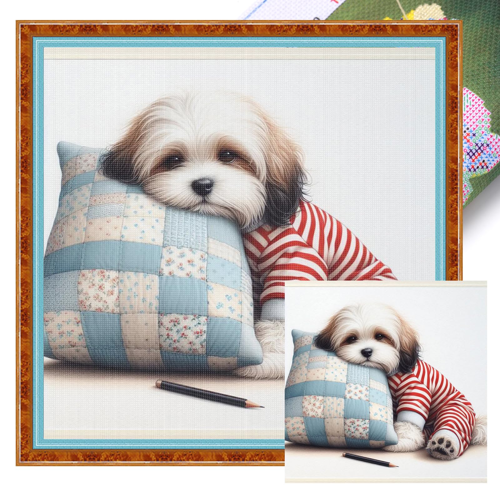Poetrydraw Shih Tzu A Shih Tzu Full 11Ct Diy Stamped Cross Stitch Kits 40X40cm For Adults Home Decor (Shih Tzu A)