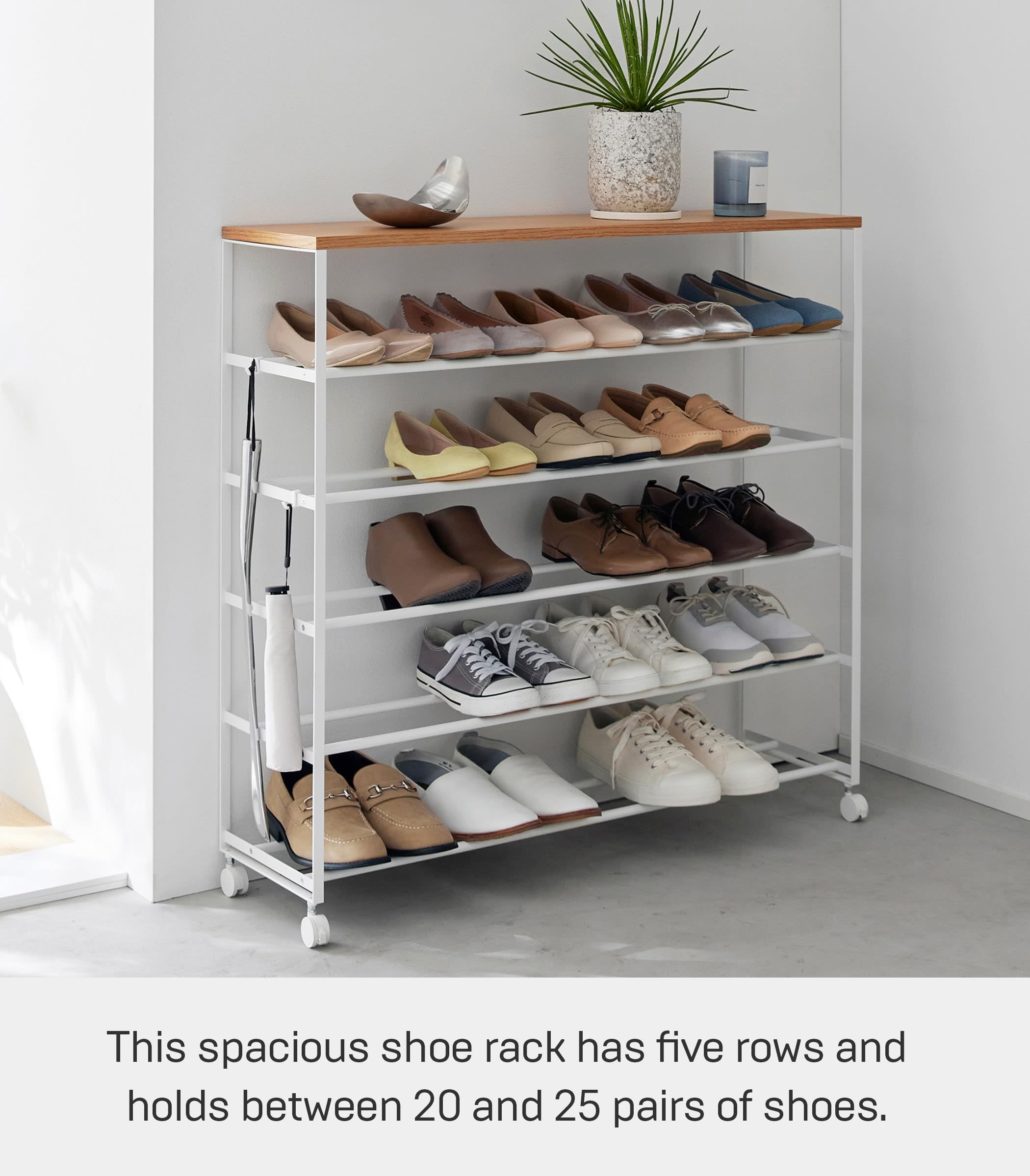 Amazon.com: YAMAZAKI Home Tower Rolling Five-Tier Shoe Rack, Steel