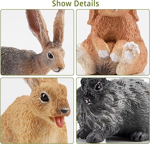 Miniatura 6 de Toymany 12 figuras de conejo de Pascua para niños, figuras de conejo, juguete de animales de granja para decoración de pasteles, recuerdos de fiesta