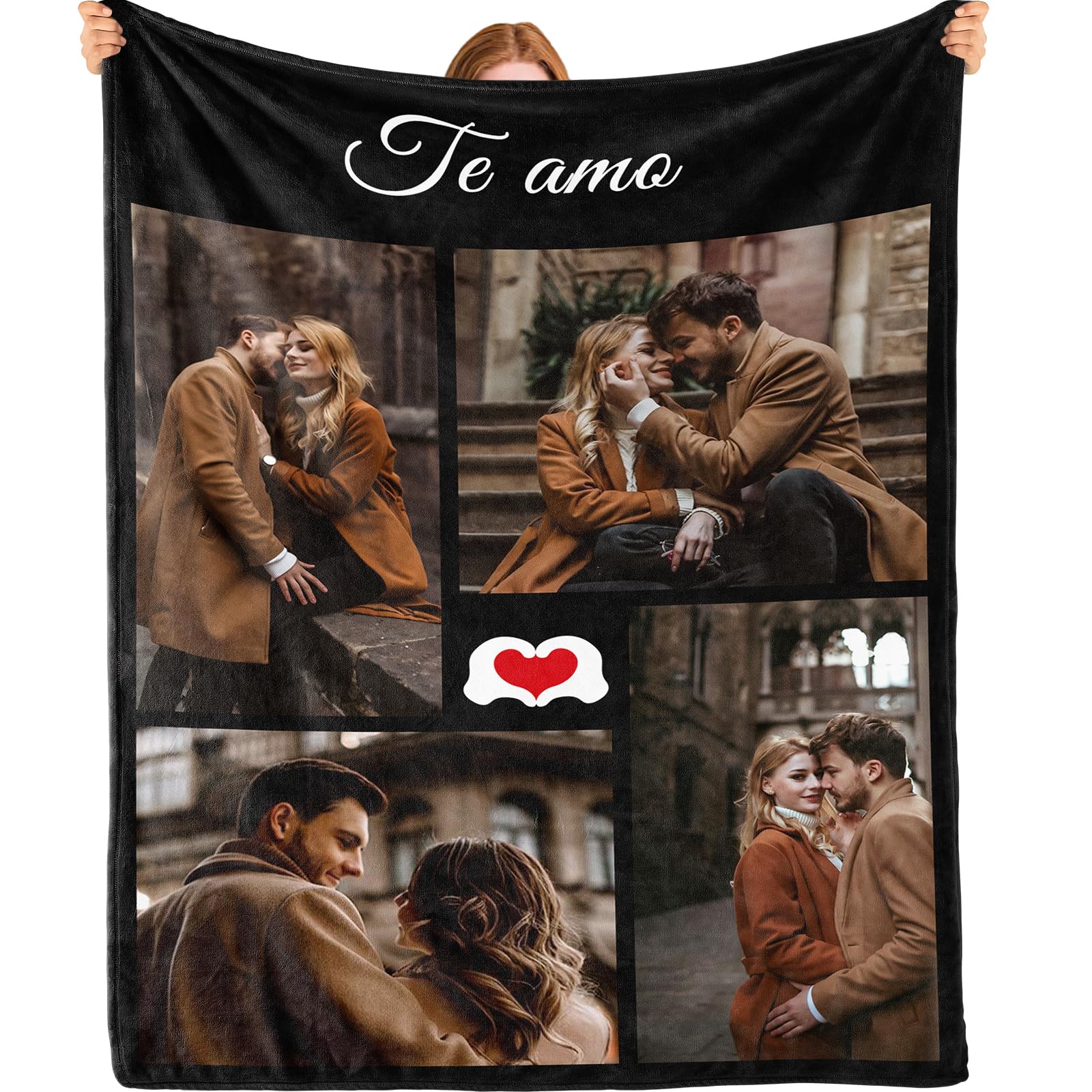 Bemaystar Manta Personalizada con Foto - Regalos Personalizados Manta Personalizada Regalo Personalizado Mujer Hombres Amigos Parejas Mamá y Papá Día del Padre Día de la Madre - 4 Fotos